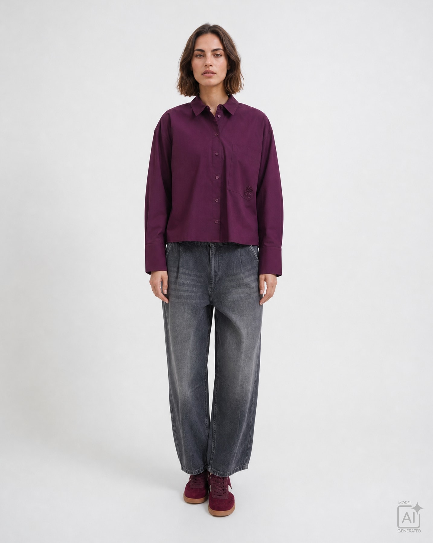 Smith & Soul Hemdbluse mit Logostickerei, Kellerfalte