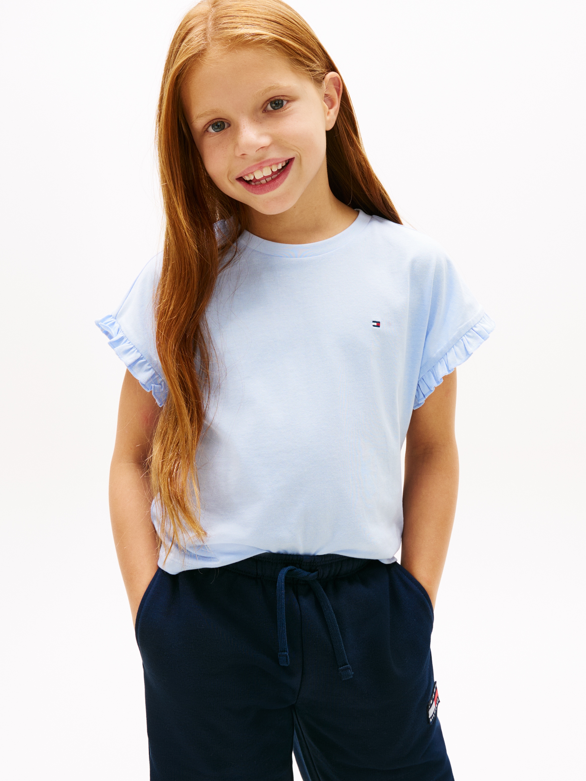 Tommy Hilfiger T-Shirt »ESSENTIAL TOP SHORT SLEEVE« Kinder bis 16 Jahre, mit Rüschen, relaxed fit