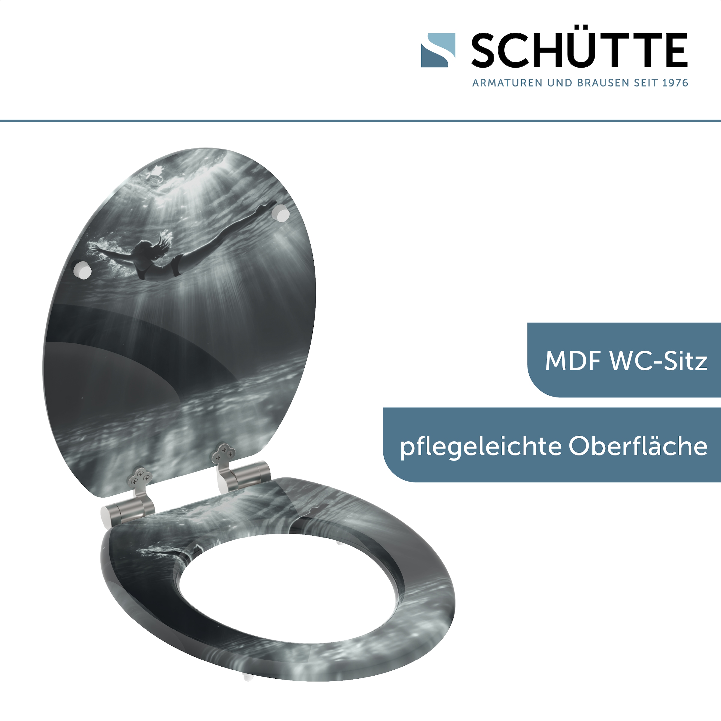 Schütte WC-Sitz »DEEP DIVE«, aus MDF mit Absenkautomatik, kratzfest und bruchsicher