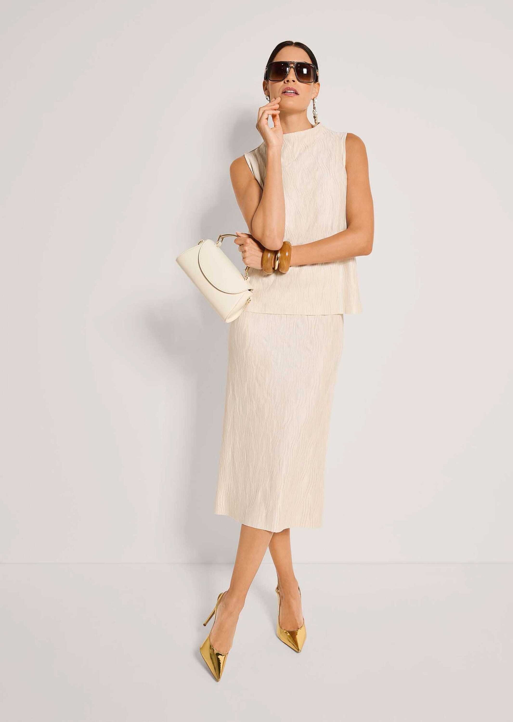 MADELEINE Kurzarmshirt »Shirt Kurzarm-Bluse mit Stehkragen, strukturiert«