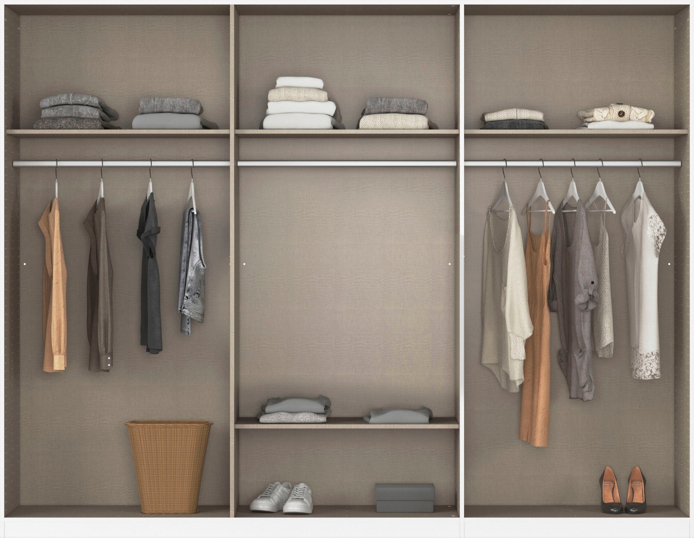 rauch Kleiderschrank »Drehtürenschrank Schrank Garderobe BURANO« mit Schubladen und Spiegelumrandung in Farbabsetzung MADE IN GERMANY