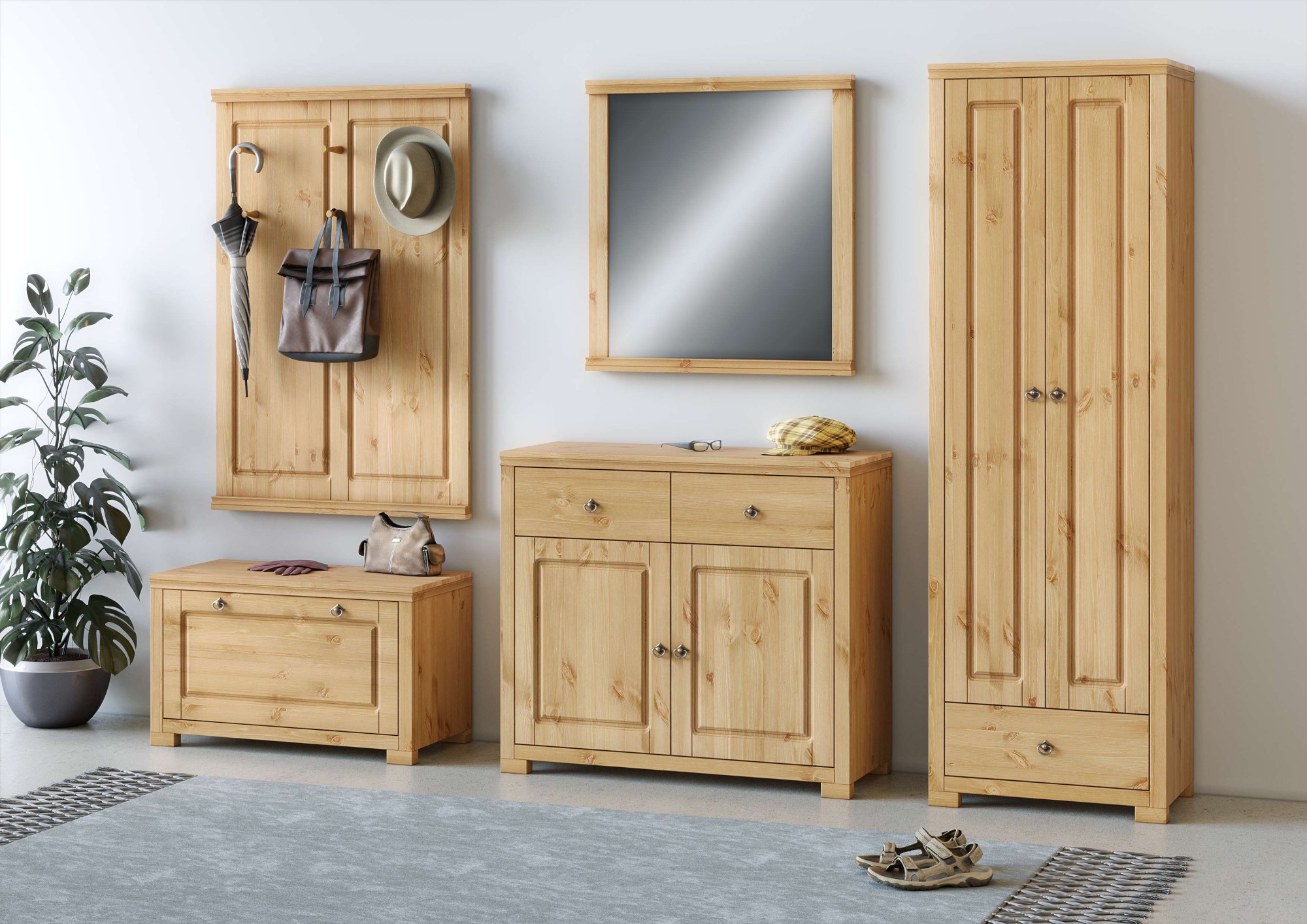 Home affaire Garderobenschrank »Gotland, Drehtürenschrank, Garderobe«, aus massiver Kiefer, FSC®-zertifiziert, Höhe 193 cm