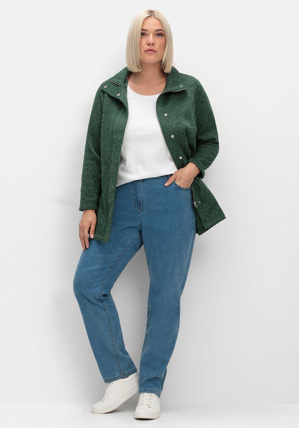 Sheego Fleecejacke »Jacke aus meliertem Strickfleece«