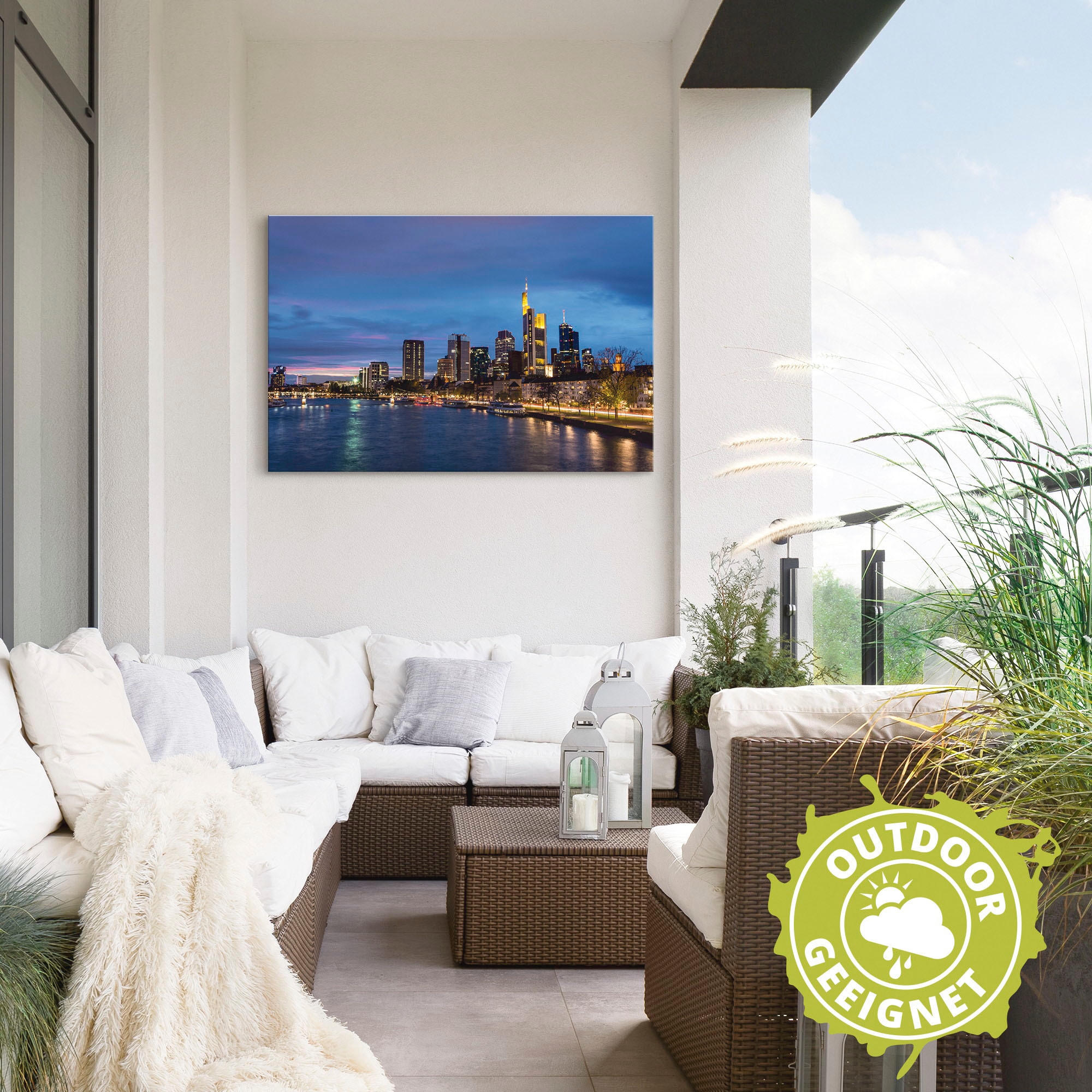 Artland Alu-Dibond-Druck »Frankfurt Skyline« Deutschland 1 Stk. tlg. für Innen- und Außenbereich geeignet, Outdoorbild