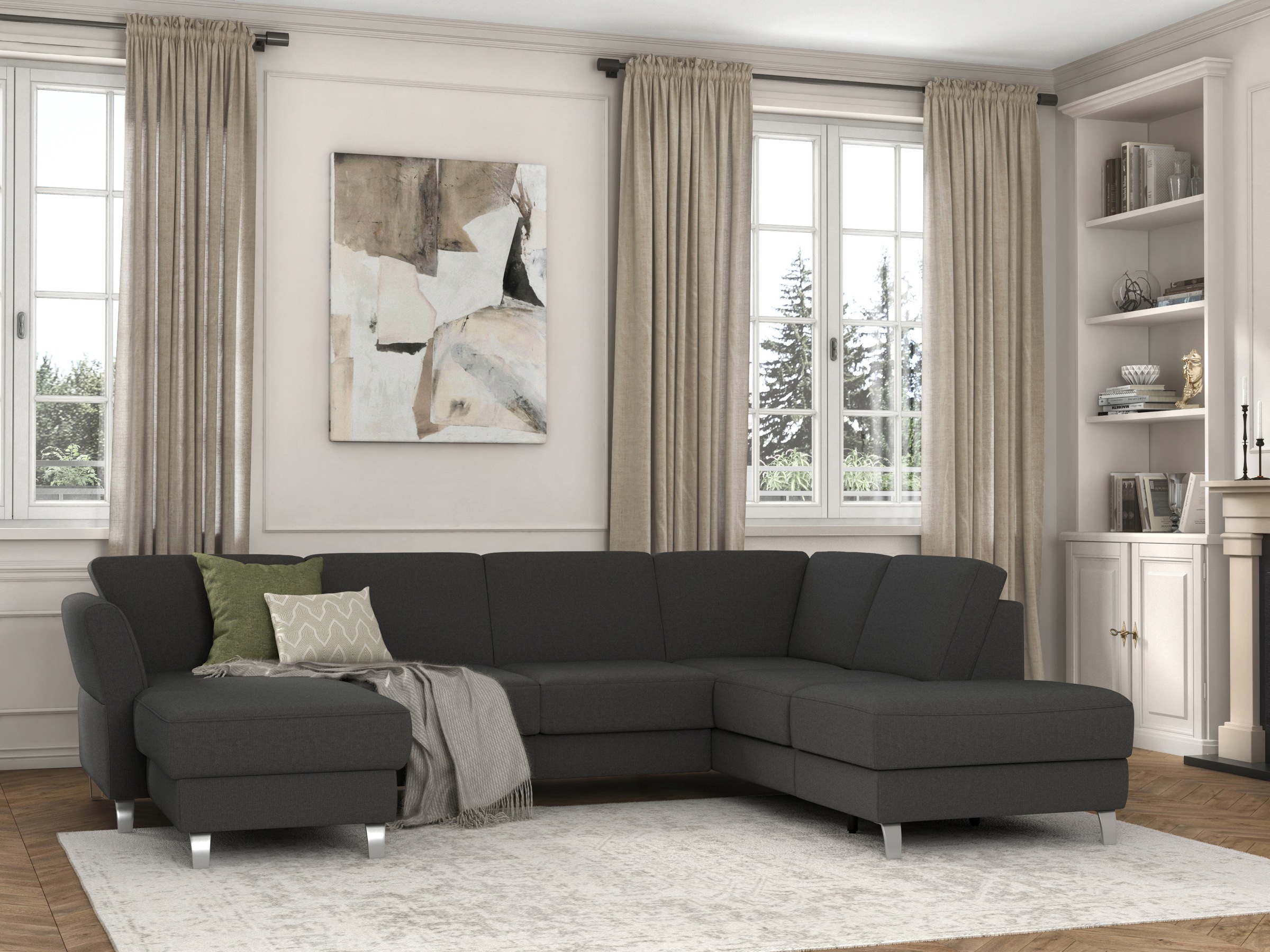 sit&more Wohnlandschaft »Visby U-Form«, Wahlweise mit Bettfunktion und Stauraum, frei im Raum stellbar