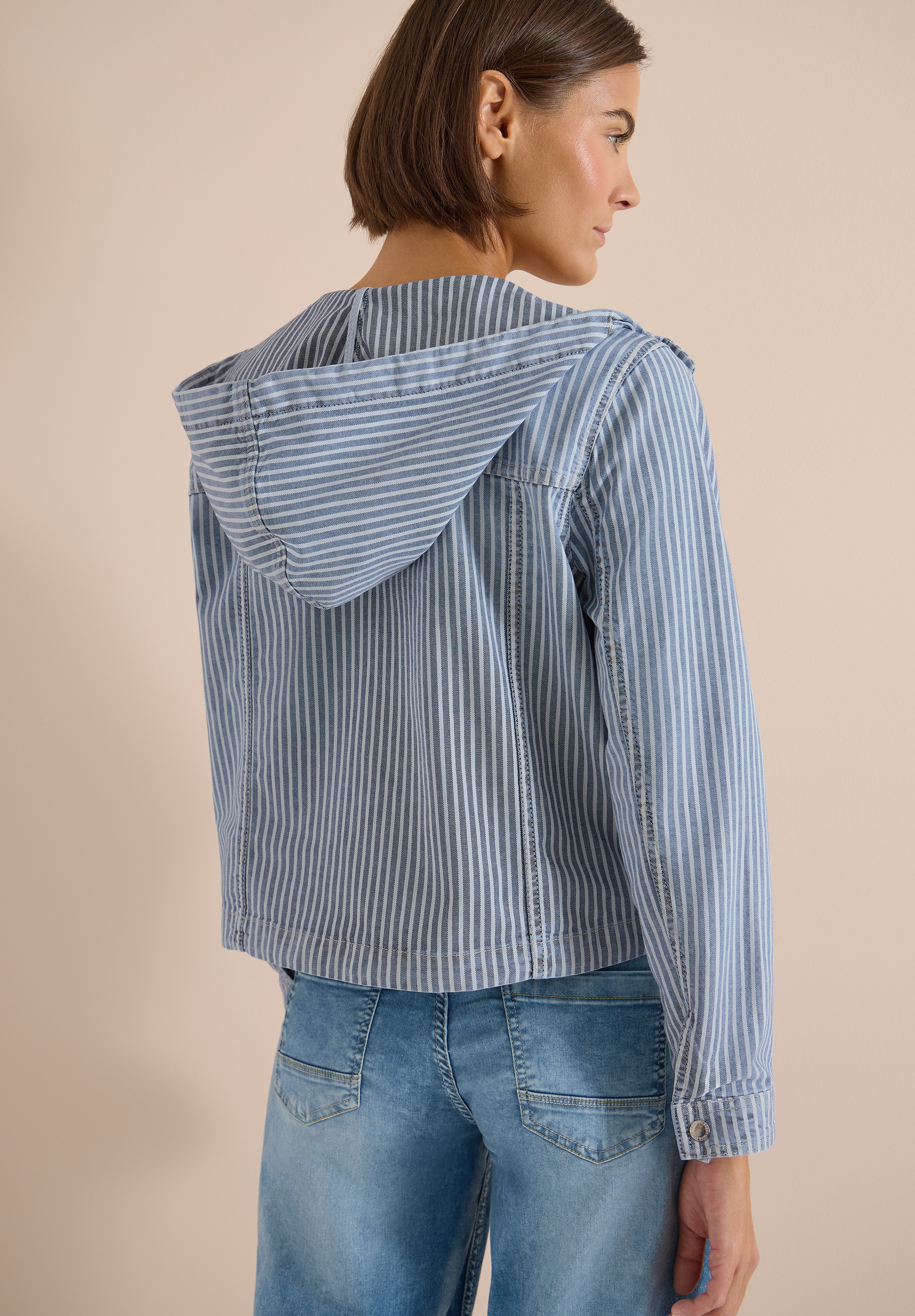 Cecil Hemdjacke mit Kapuze Overshirt mit Kapuze und Streifen