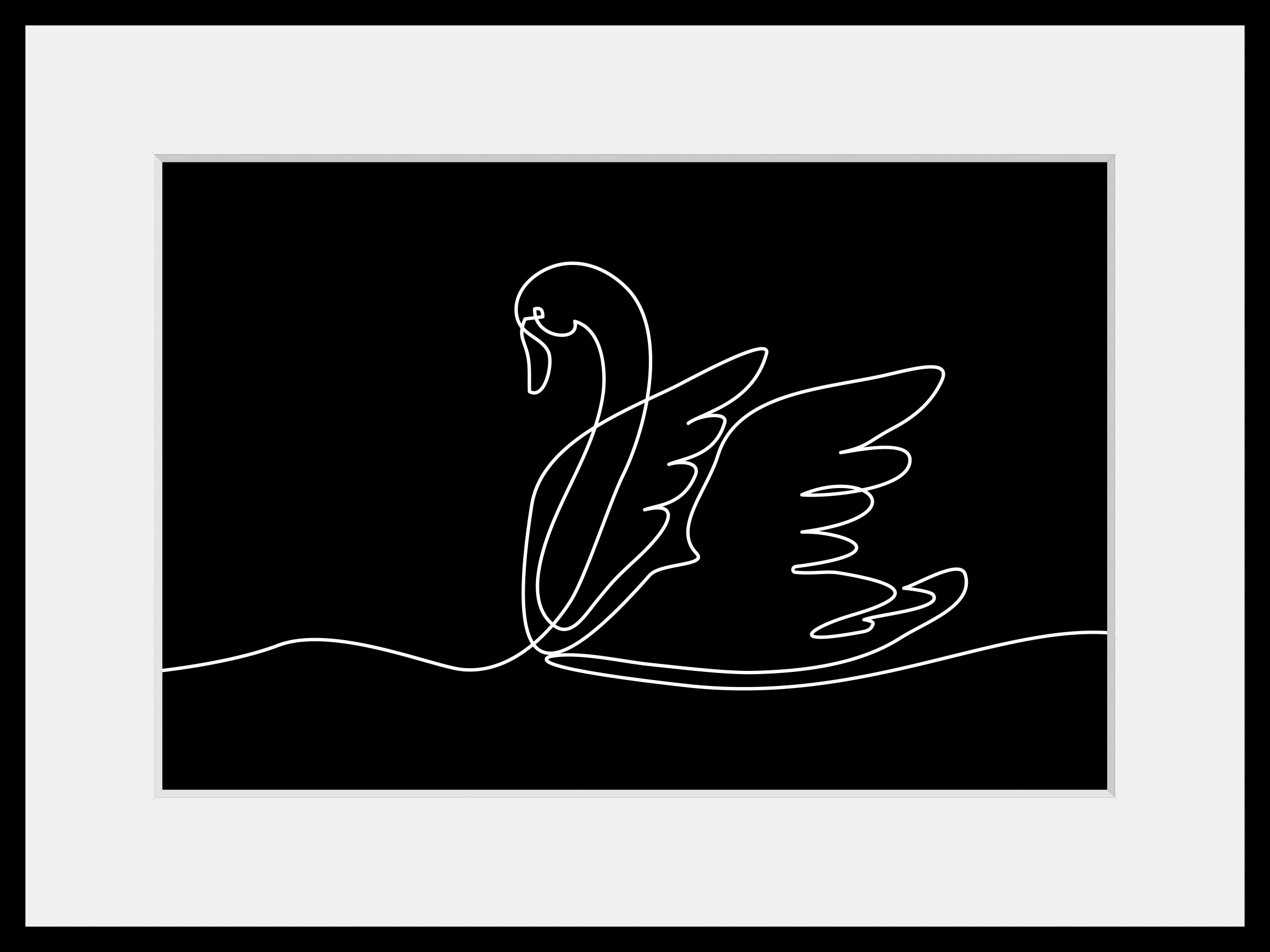 queence Bild »Picasso Schwan«, Schwarz-Weiß-Kunst-Modern-Schwanen Bilder, (1 St.), HD Premium Poster-Druck inkl. Holzrahmen