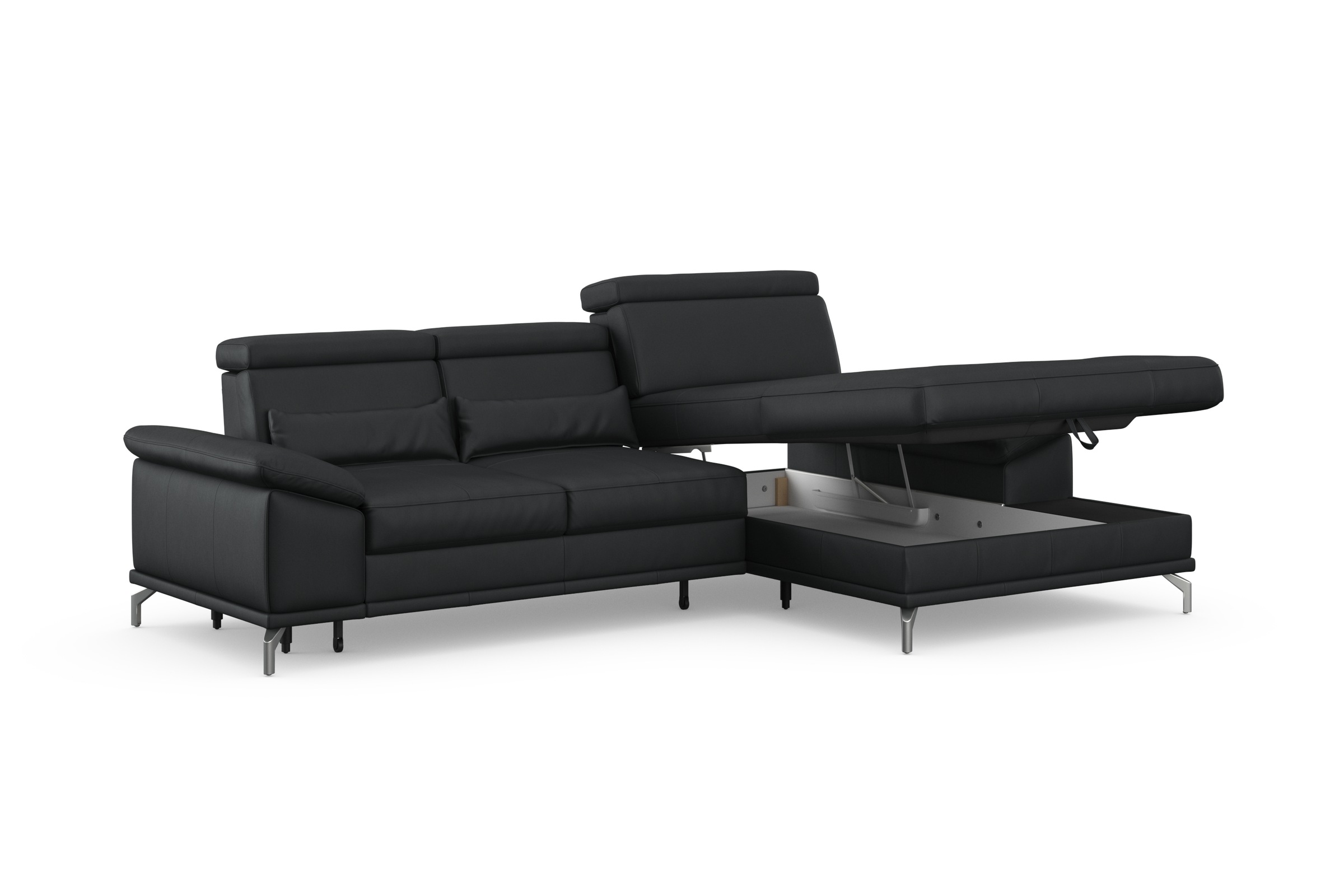 sit&more Ecksofa »Cabrio L-Form, mit Sitztiefenverstellung, Arm- und Kopfteilverstellung«, 2 Nierenkissen, Federkern, optional Bettfunktion und Stauraum