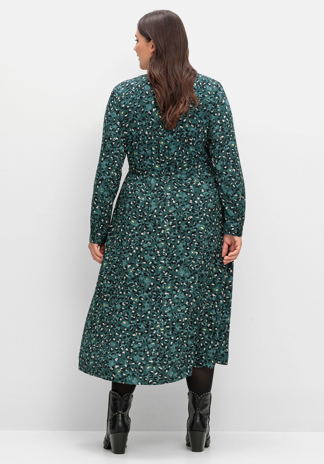 Sheego Blusenkleid »Midikleid mit Knöpfen und Taillen-Tunnelzug«