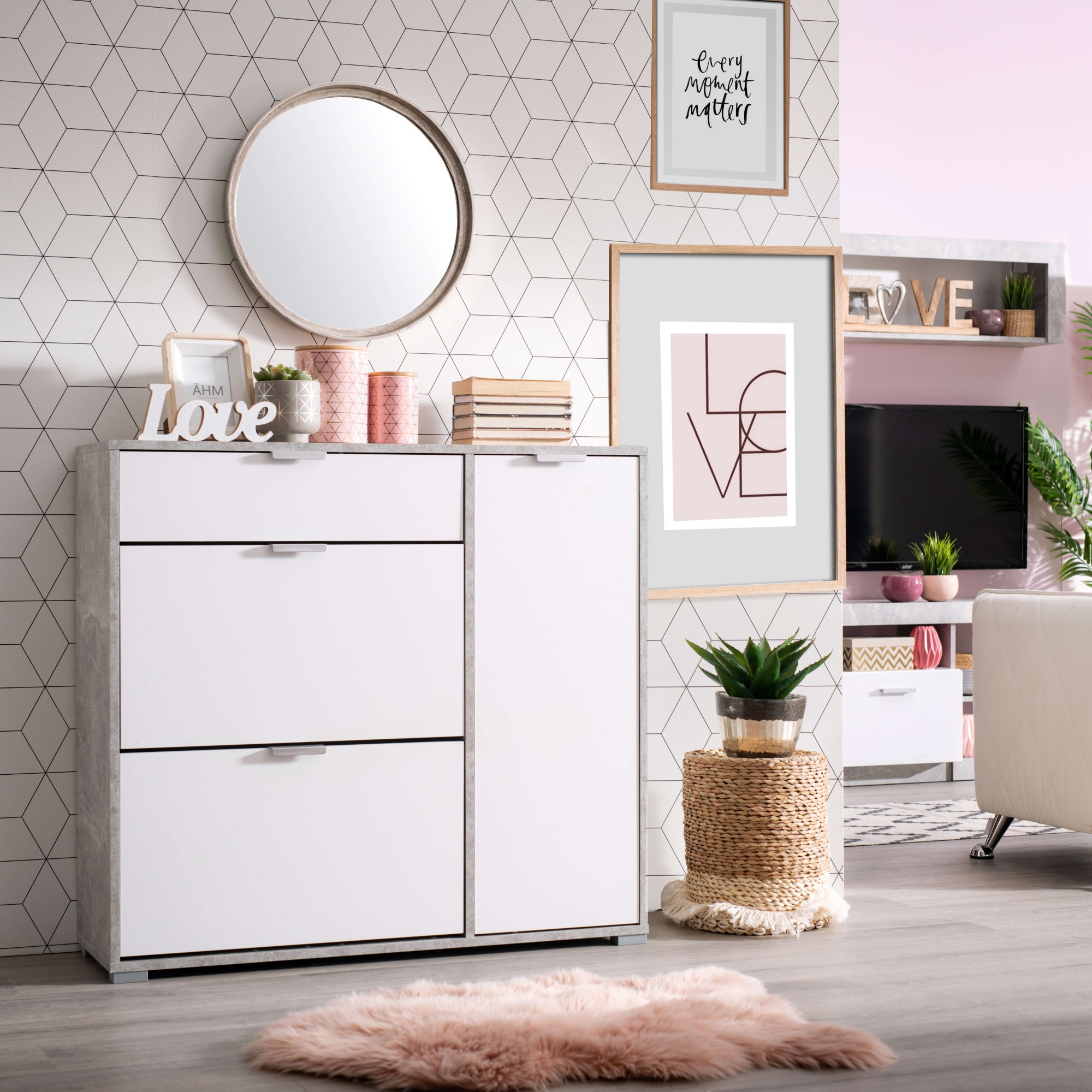 INOSIGN Schuhschrank »Arco 2, Schuhkommode, Schuhregal, Breite 102 cm« 2 Klappen mit Doppelschuhtrommeln, mit Schublade, in modernen Farben