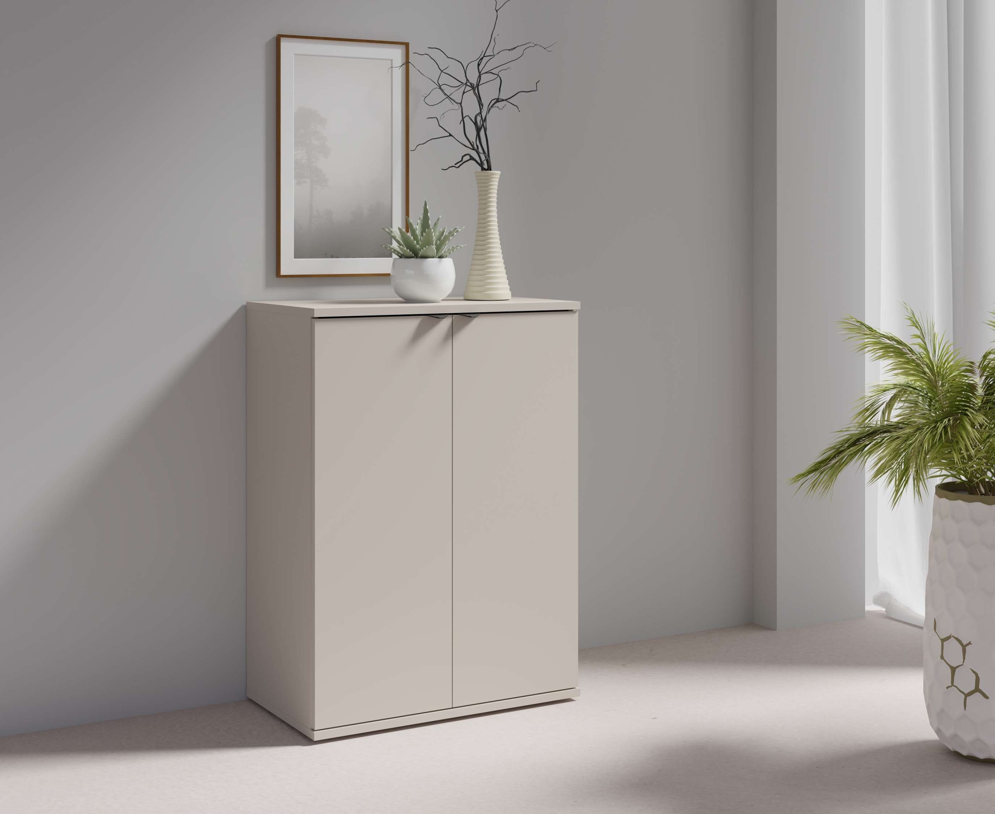 OTTO home Kommode »THALIAANA Sideboard mit 2 Türen, modernes Design, Breite 60 cm« Schrank in 3 Farben erhältlich, schwarze Metallgriffe, viel Stauraum