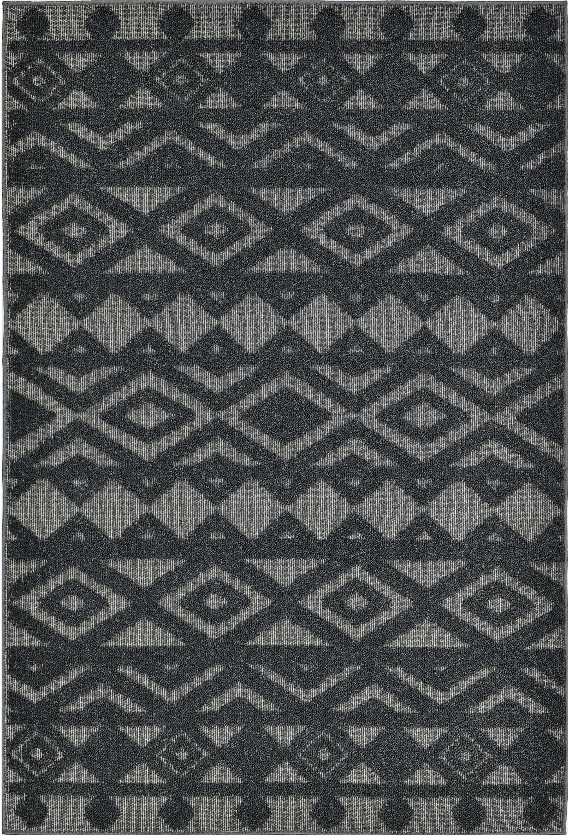 LeGer Home by Lena Gercke Teppich »Askja Outdoor«, rechteckig, 12 mm Höhe, Hoch-Tief Effekt, Teppich im Boho Stil, Outdoor geeignet, Camping