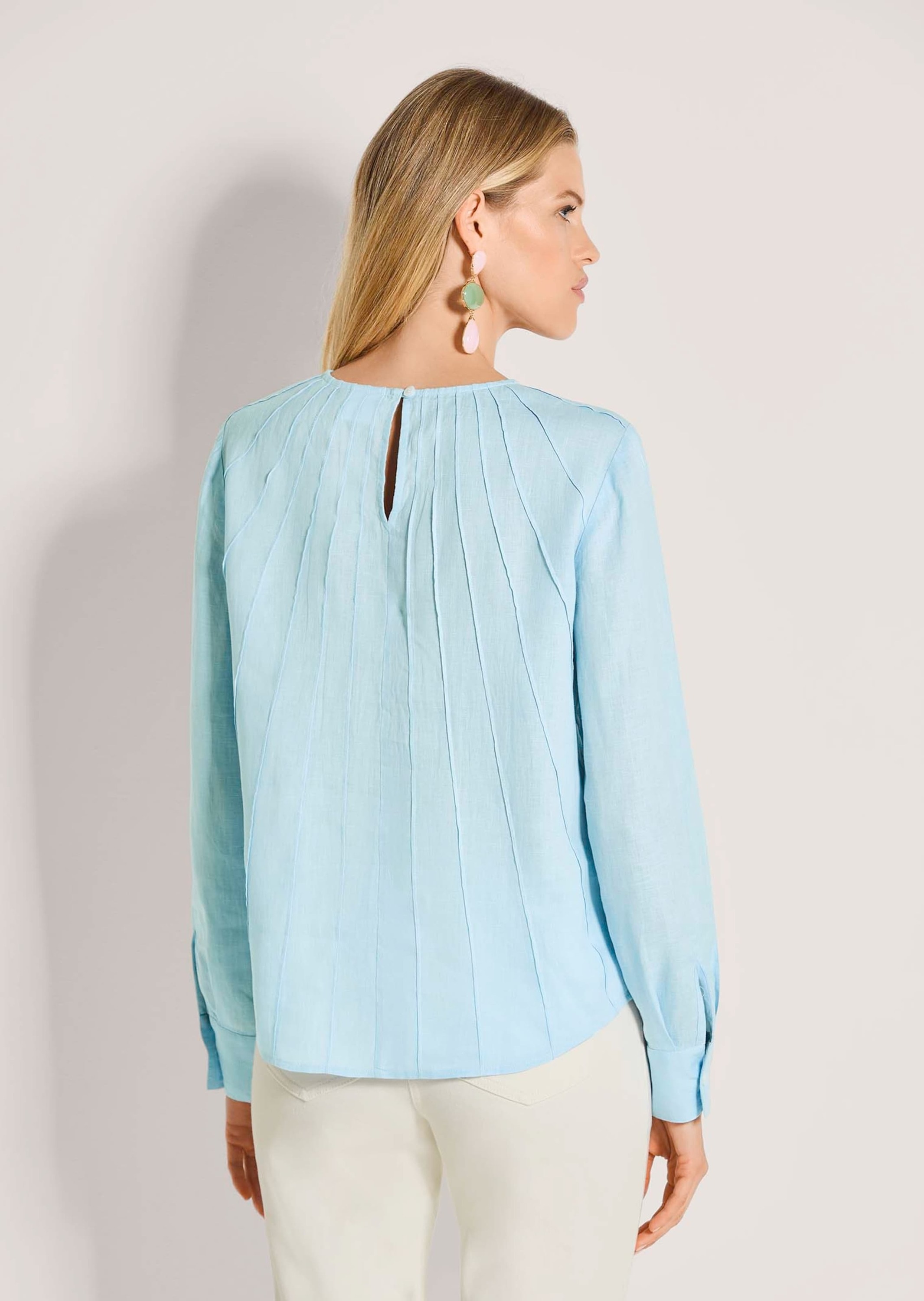 MADELEINE Langarmbluse »Leinenbluse Blusenshirt mit feinen Biesen« Feine Biesen