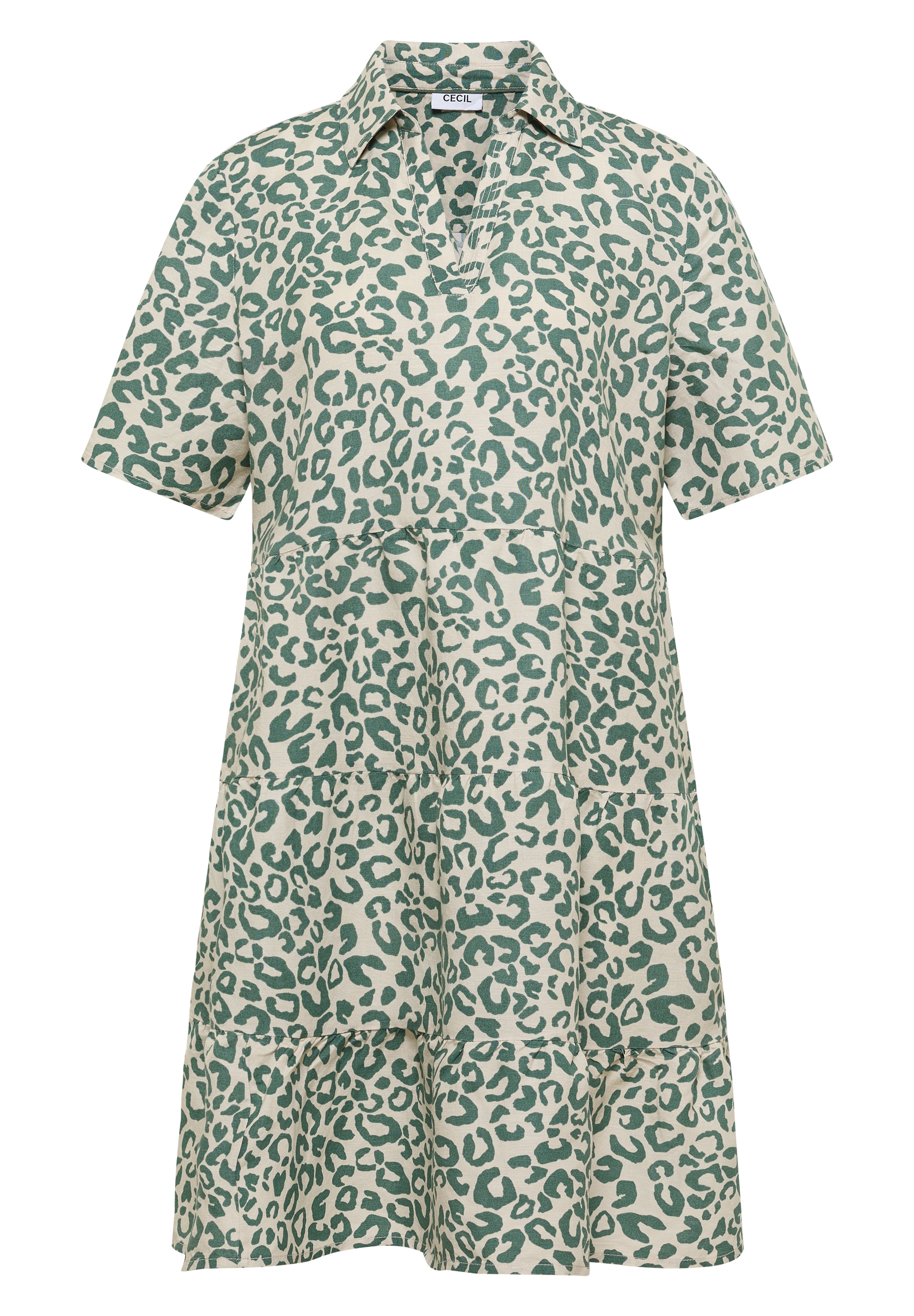 Cecil Sommerkleid Ohne Taschen Knielanges Sommerkleid aus Leinenmix mit Print