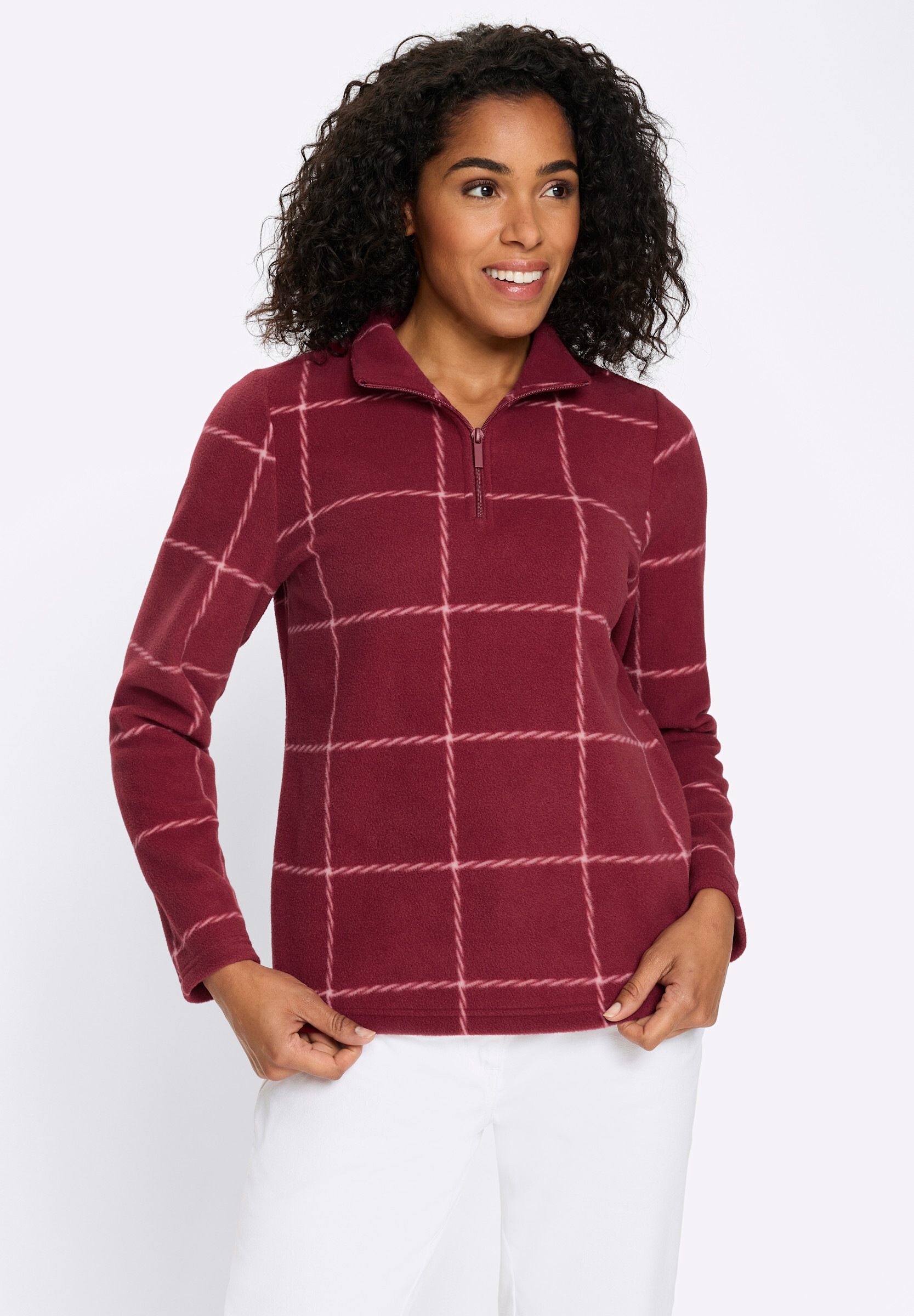 Sieh an! Fleeceshirt »Fleece-Shirt Fleeceshirt mit Karo-Muster«