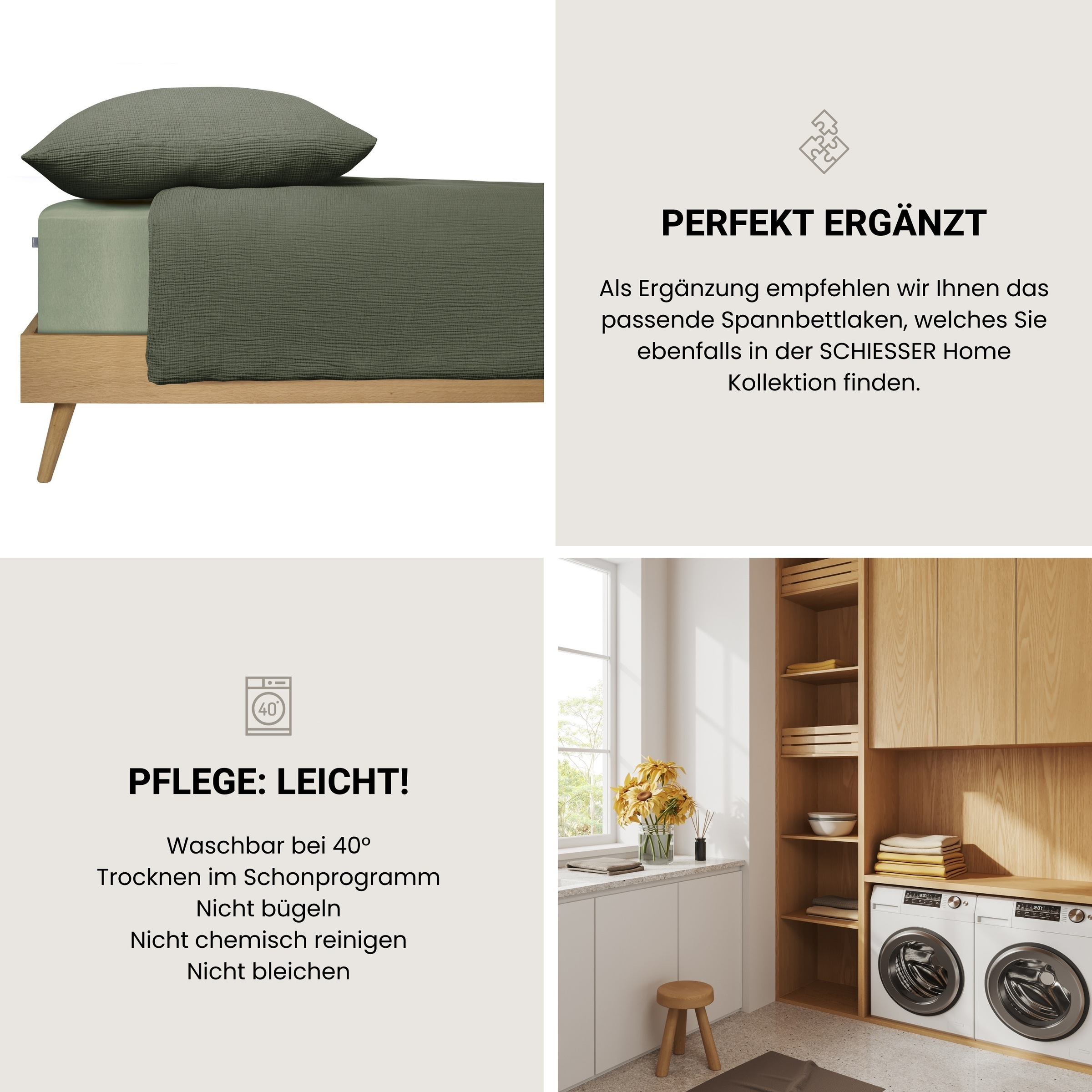 Schiesser Bettwäsche »Molly aus softer Musselin-Qualität in gedeckten, natürlichen Farben«, (2 tlg.), MADE IN GREEN by OEKO-TEX®