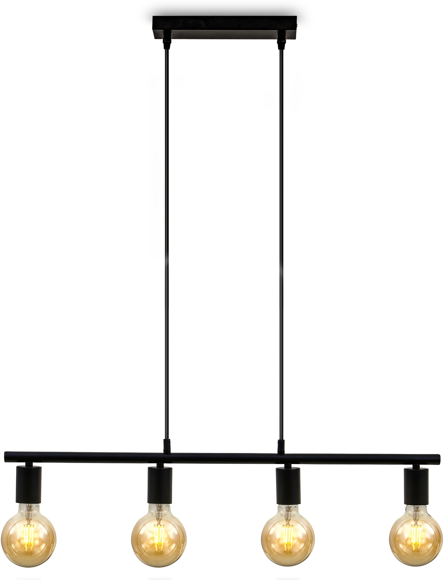 B.K.Licht LED Pendelleuchte »Nordic«, 4 flammig, Leuchtmittel E27 | ohne Leuchtmittel-Leuchtmittel wechselbar, Hängeleuchte, Hängelampe, Retro, Industrie, matt-schwarz, E27, Spot