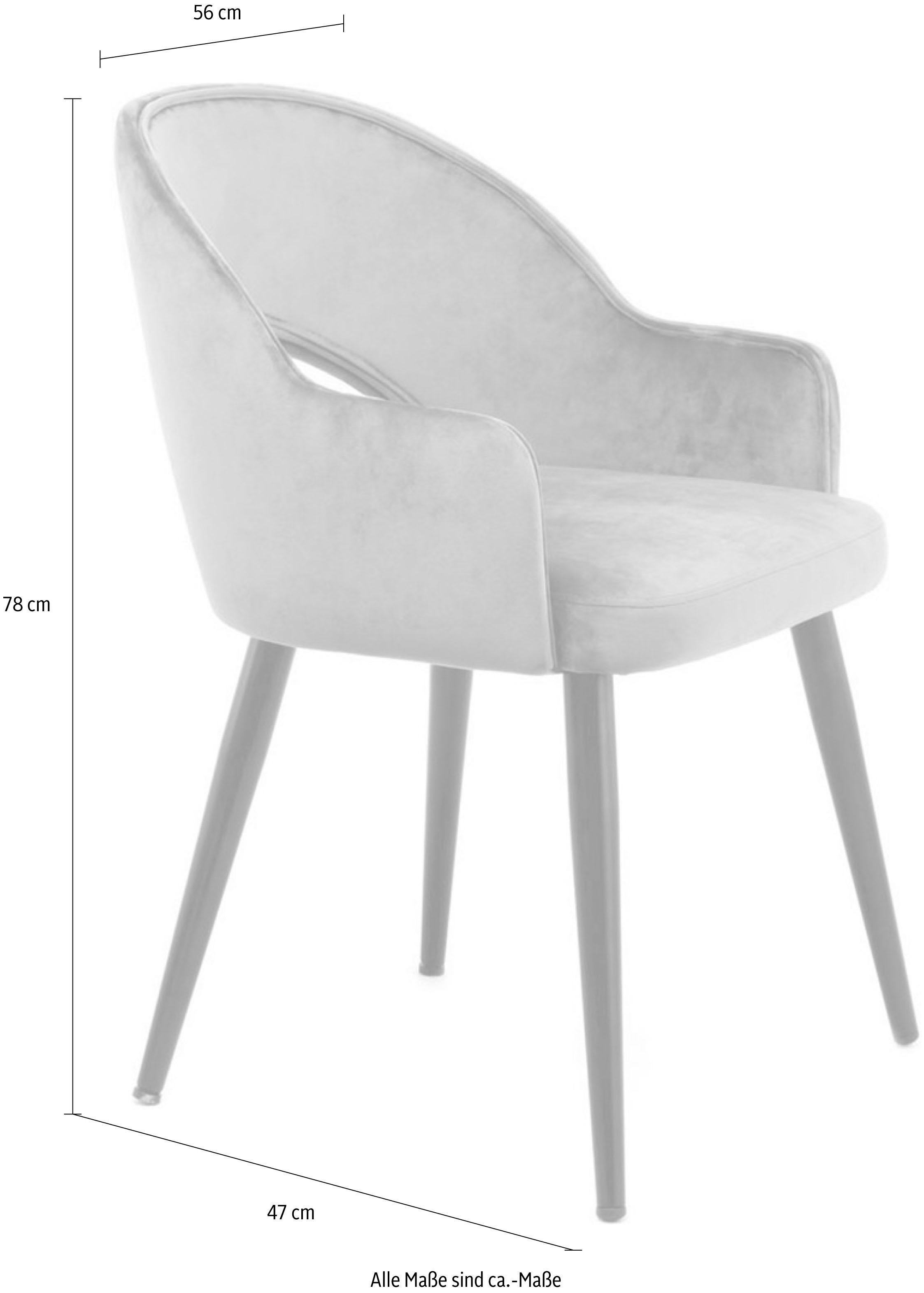 Kayoom Stuhl »Joris 110 2er-Set , einfarbiges Design,mit Retro-Charakter« (Set) 2 Stk.mit Armlehne, bequem, Halbmond-Öffnung in der Rückenlehne