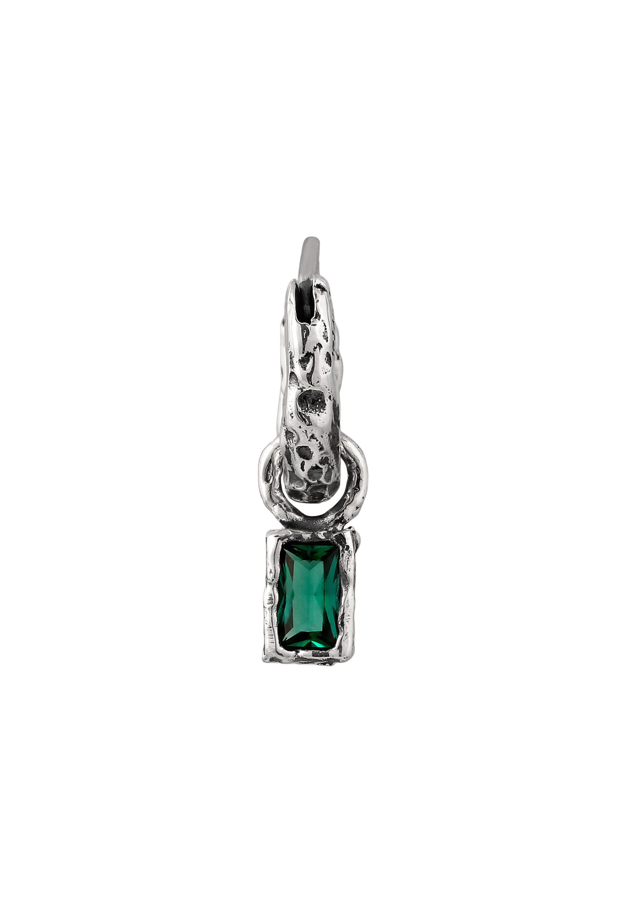 HAZE & GLORY Paar Creolen »Ohrringe Creole Synthetischer Smaragd Synthetik Grün 925 Sterling Silber«