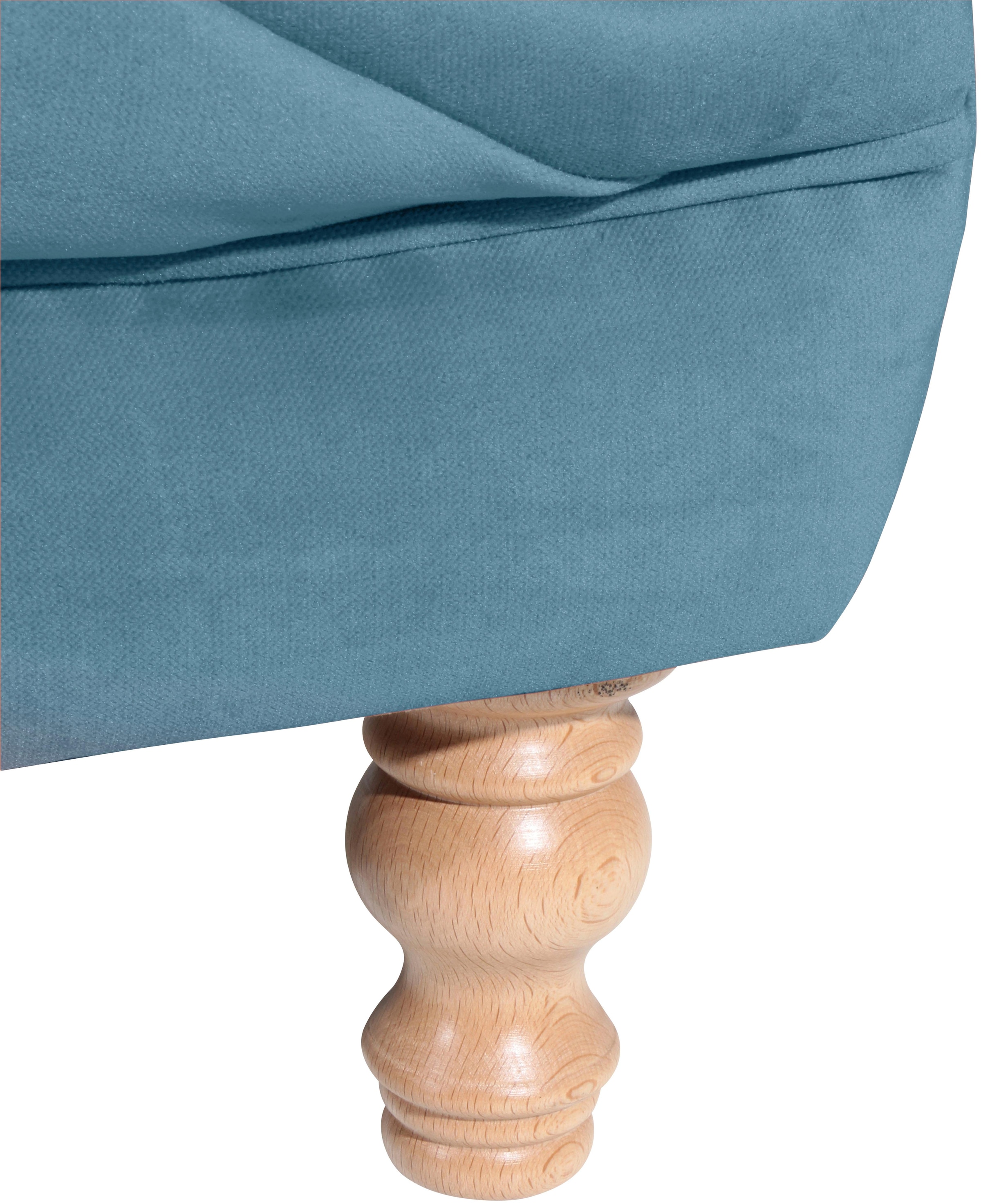 Max Winzer® Chesterfield-Sofa »Isabelle«, mit Knopfheftung & gedrechselten Füßen in Buche natur, Breite 200 cm