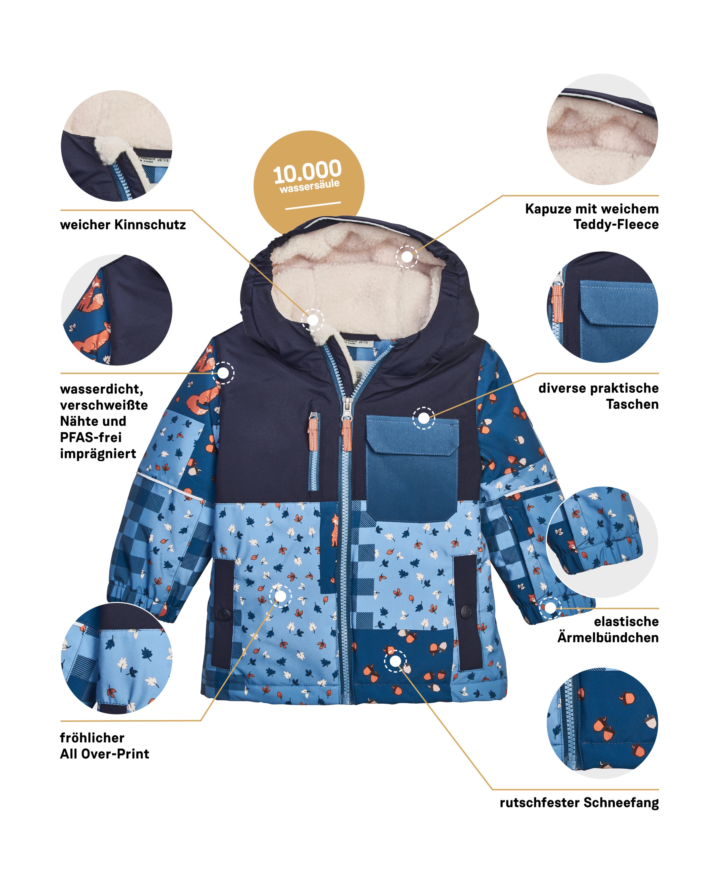 first instinct by killtec Skijacke »FISW 43 MNS SKI JCKT«, Wind- und wasserdichte Kinderjacke mit Fleecekapuze und Schneefang