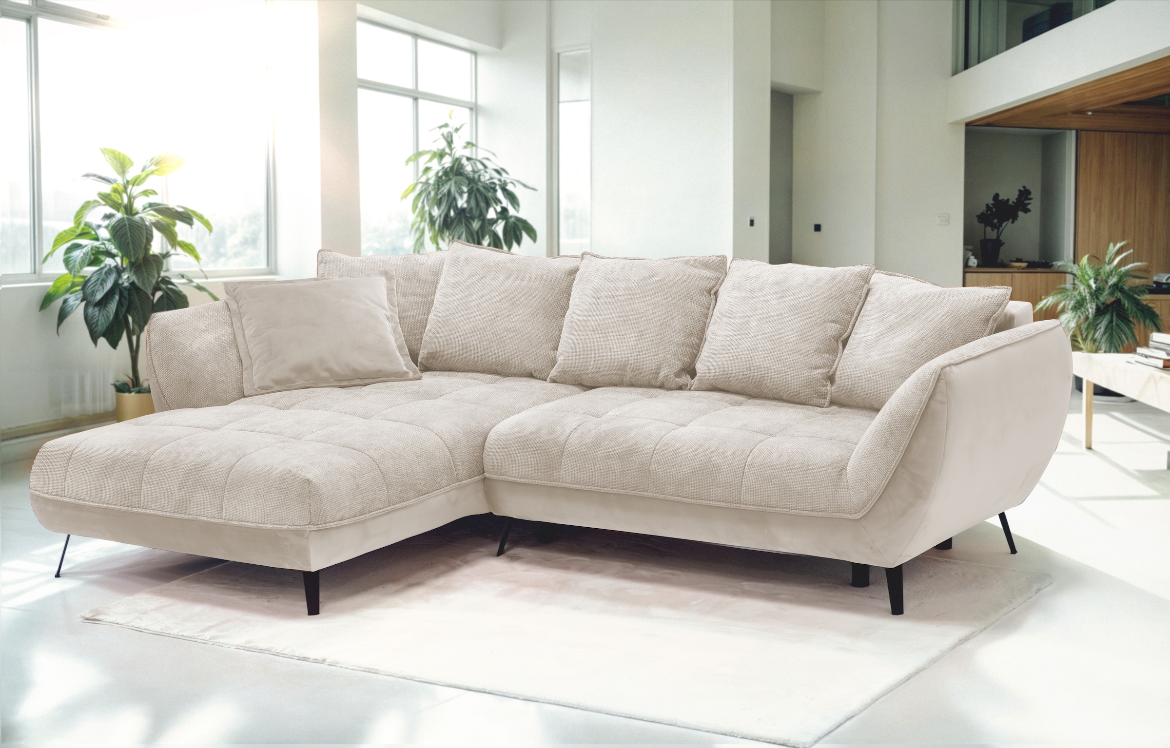 exxpo - sofa fashion Ecksofa »Midway mit einfacher Easy-Lift-Bettfunktion, bodenfrei und modern« inkl. Bettfunktion und praktischem Bettkasten, L-Form