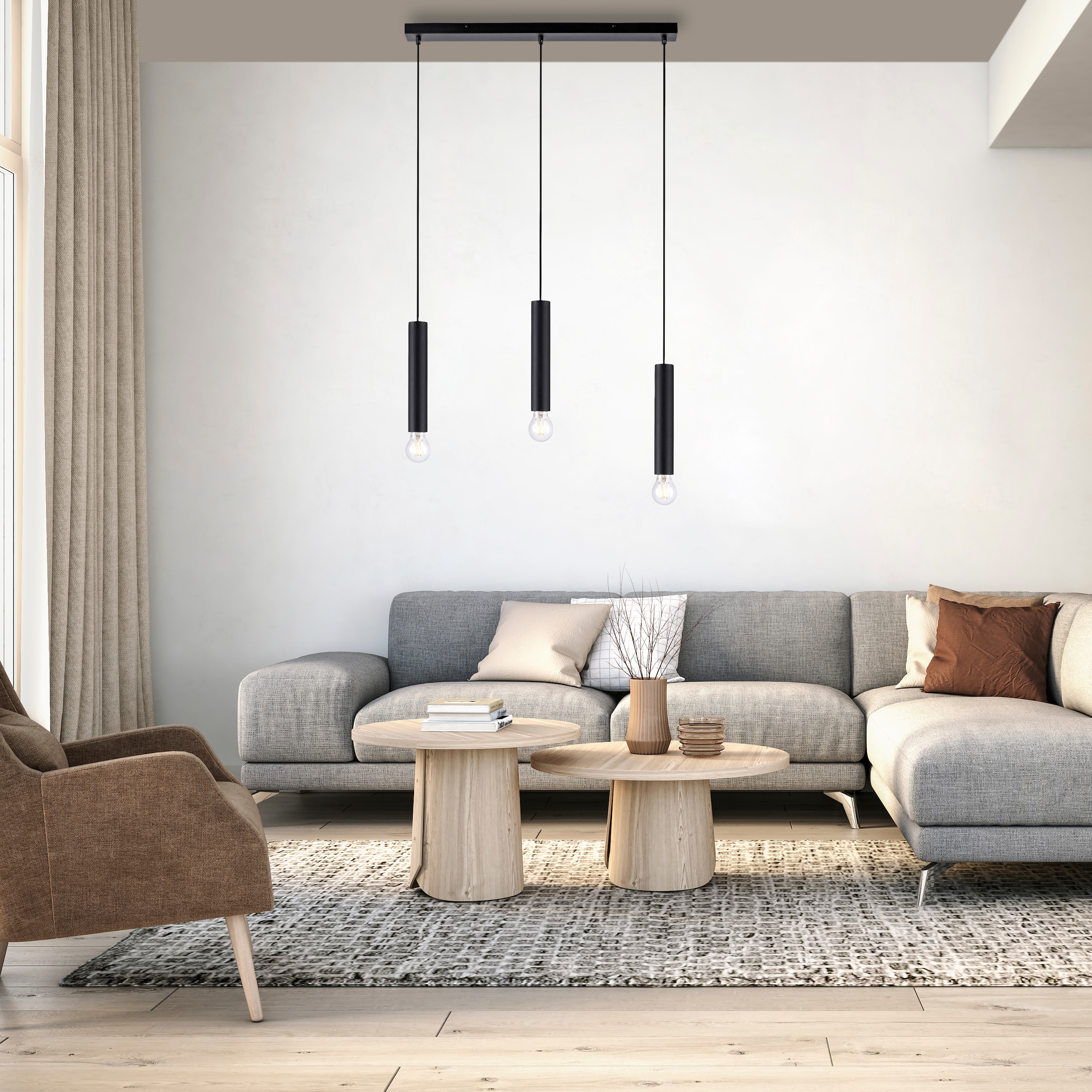 JUST LIGHT Pendelleuchte »BRUNA«, 3 flammig, Leuchtmittel E27 | ohne Leuchtmittel, ExklusiveE27