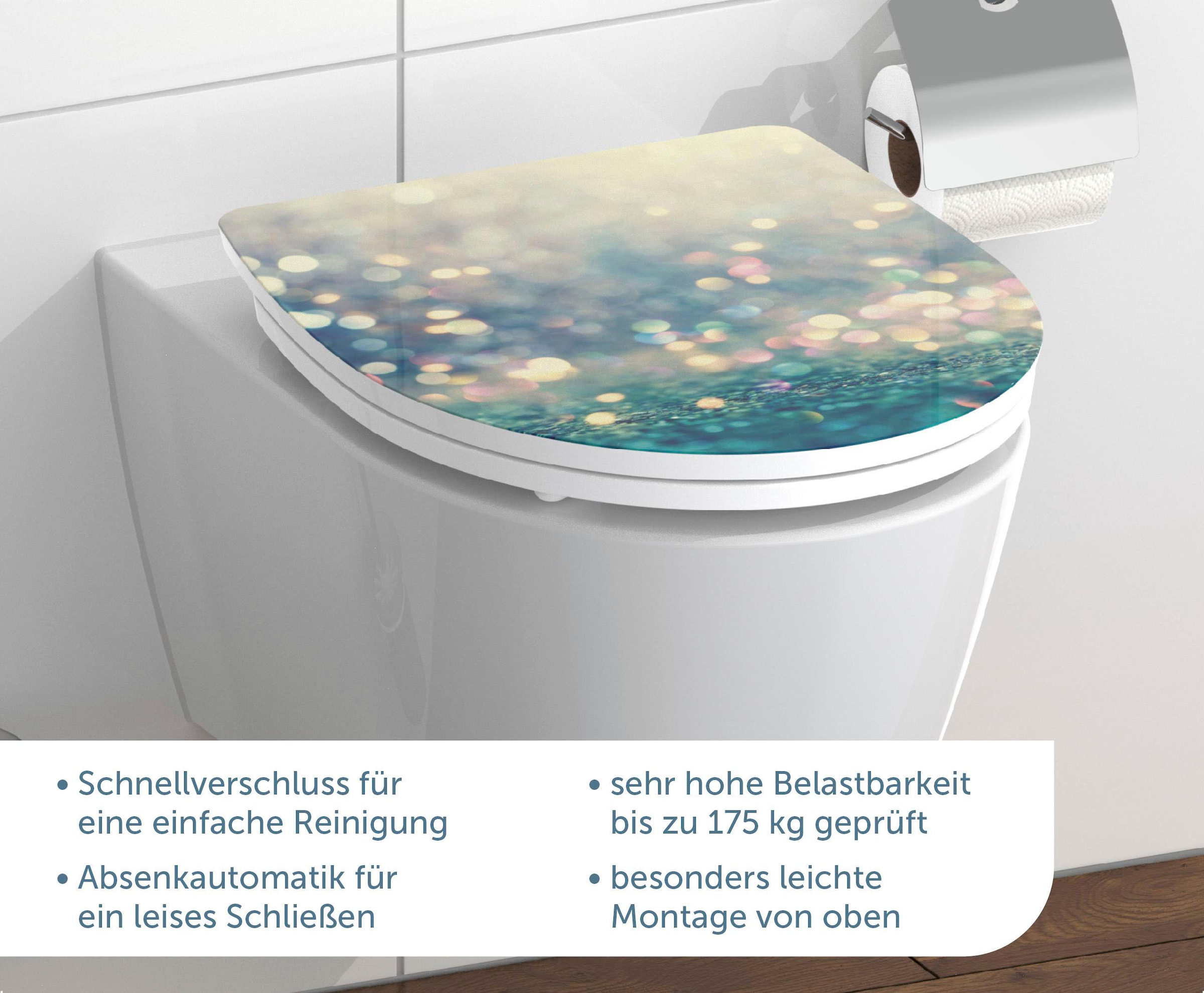 Schütte WC-Sitz »Magic Light«, Duroplast, mit Absenkautomatik und Schnellverschluss, High Gloss