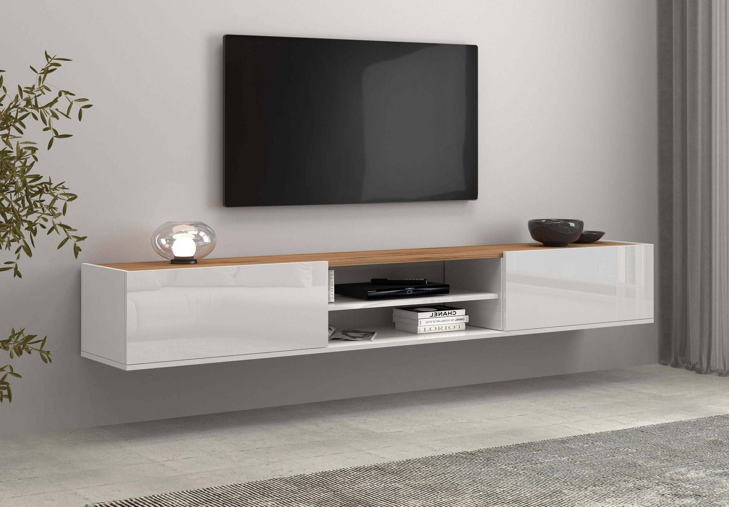 INOSIGN Lowboard »Garda,Lowboard,TV-Kommode,TV-Möbel,TV-Bank«, stehend und hängend mit 2 Klappen, 1 Einlegeboden, Breite 210 cm