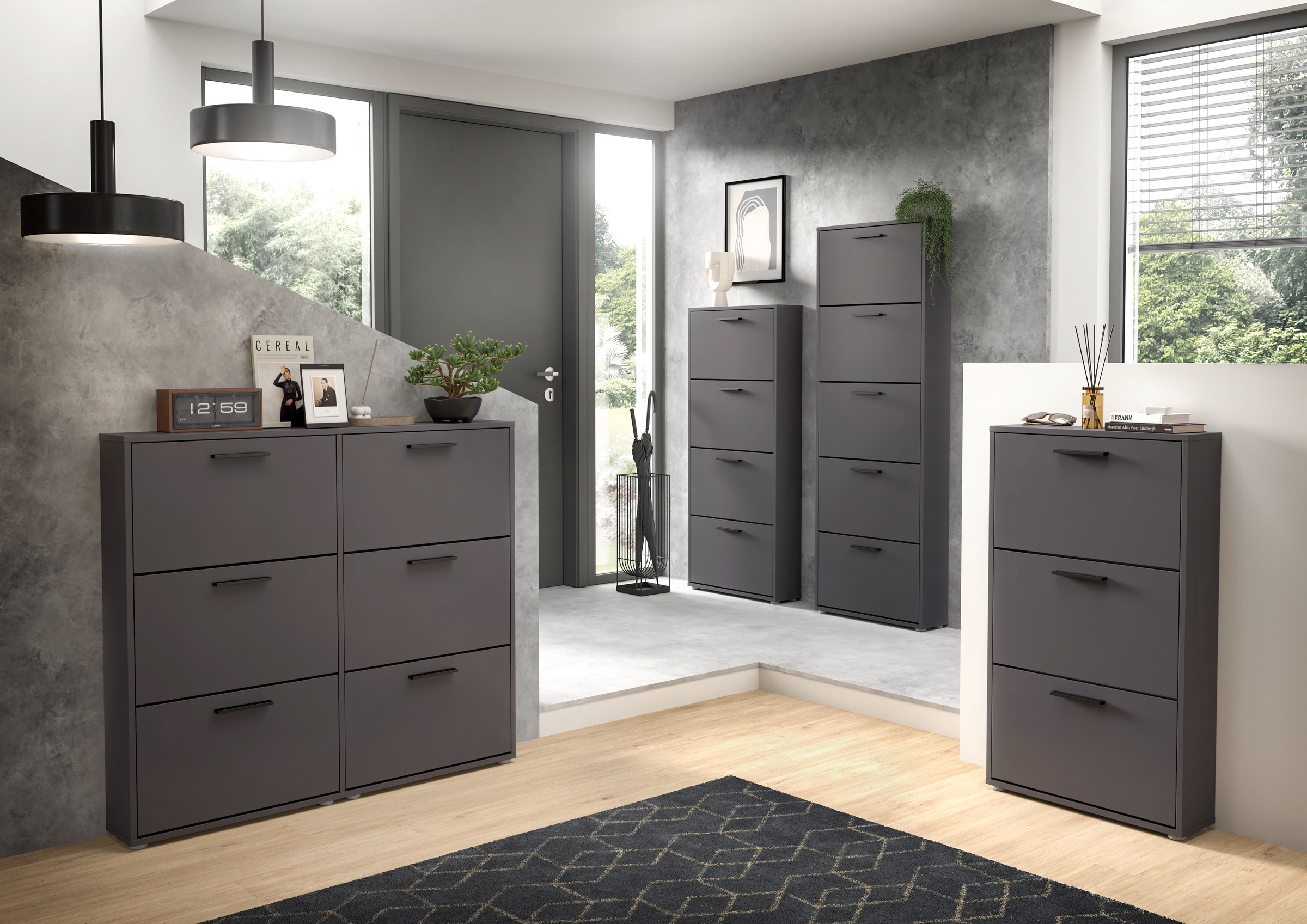 HBZ Schuhkommode »Sam Schuhkipper, Schuhschrank BxHxT 116x103x17 cm«, (1 St.), mit 6 Klappen