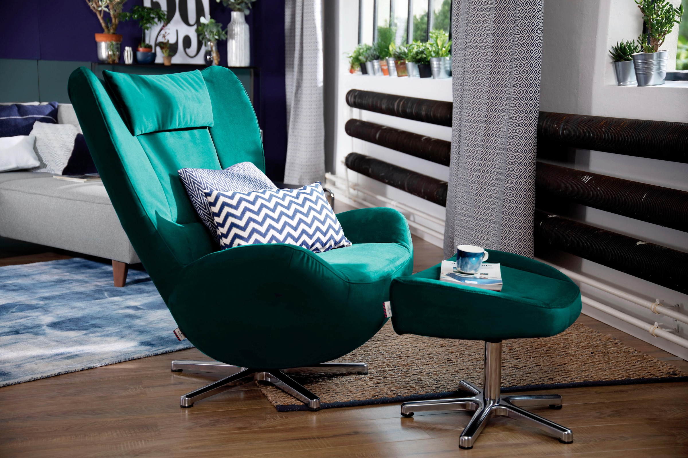 TOM TAILOR HOME Hocker »TOM PURE«, mit Metall-Drehfuß in Chrom