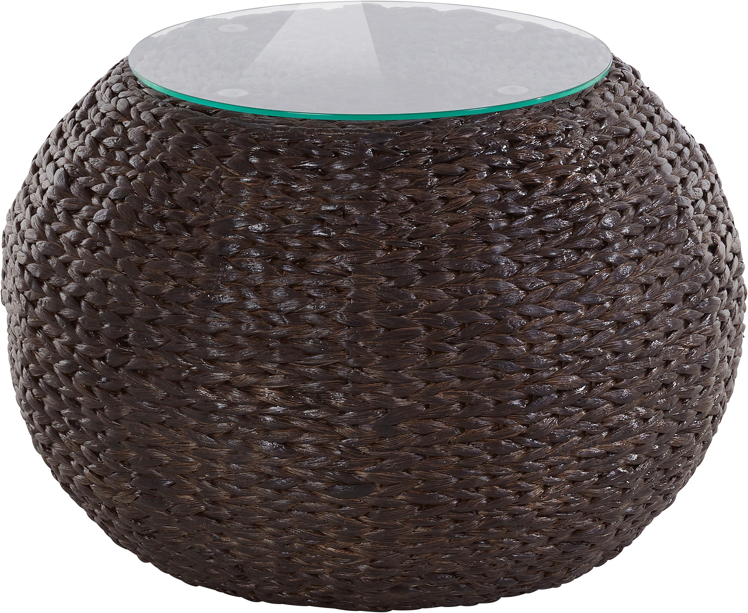Home affaire Beistelltisch »Cedarville« aus Wasserhyazinthengeflecht, mit Glastischplatte, Durchmesser 60 cm