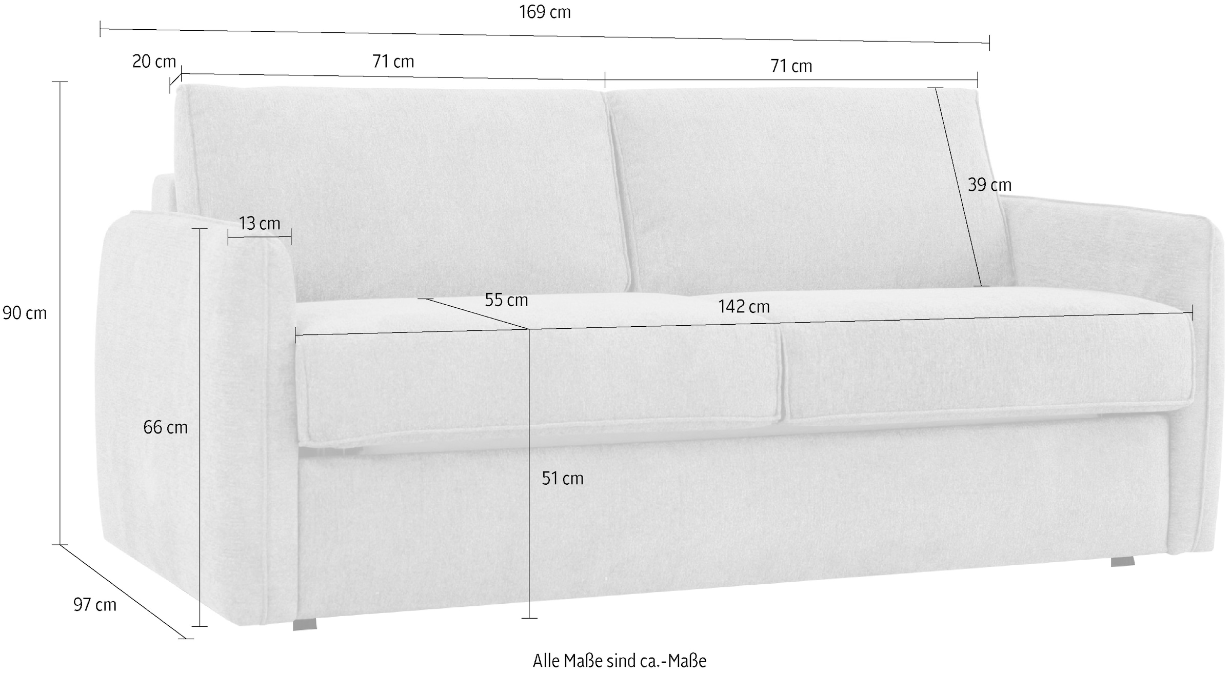 Home affaire Schlafsofa »Bergamons«, 2-Sitzer, mit Dauerschlaffunktion, inkl. Federkernmatratze, Lattenrost