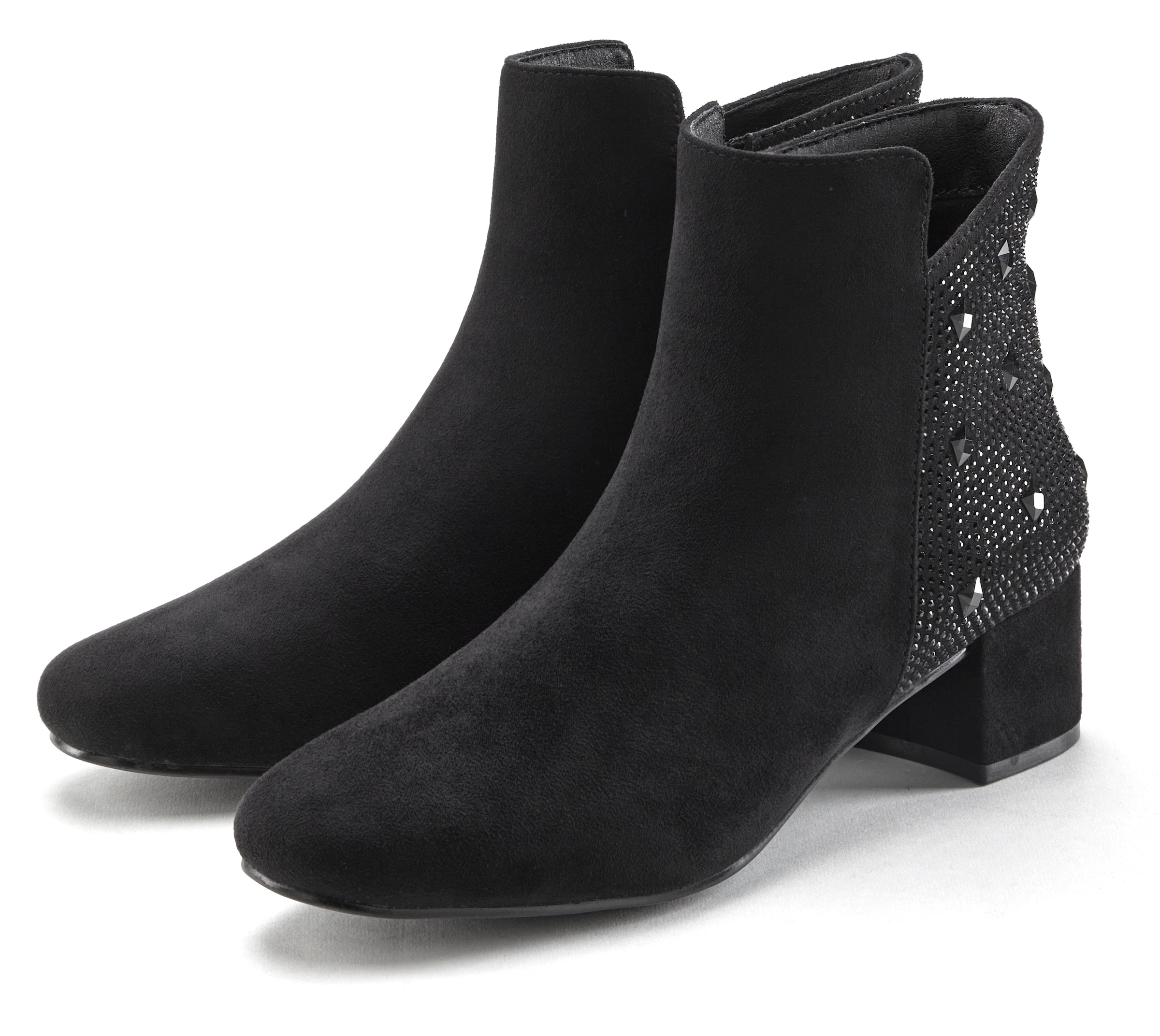 LASCANA Stiefelette, mit raffiniertem Detail und Blockabsatz, kurzer Stiefel VEGAN