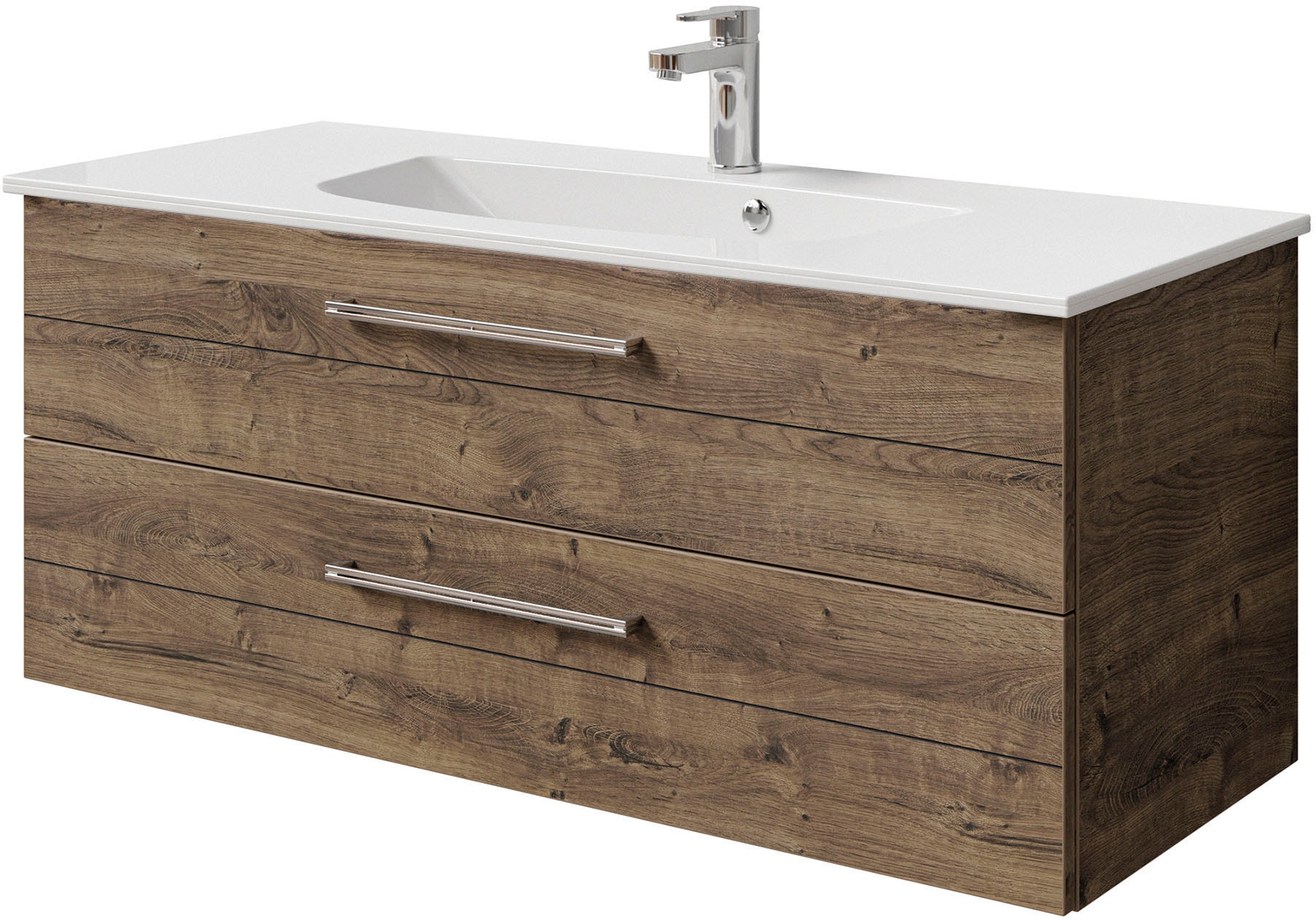 Saphir Waschtisch »Serie 6025 Mineralmarmor-Waschtisch mit Unterschrank in braun, Größe B/H/T: 117 cm x 49,9 cm x 48 cm