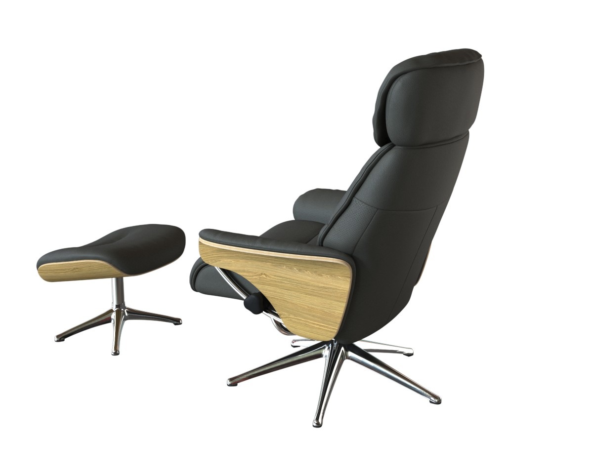 FLEXLUX Relaxsessel »Aarhus, Gepolsterter Funktionssessel, Skandinavisch design, Armlehnen«, Relaxfunktion & Kopf- Rückenverstellung, Armlehne Eiche, Fuß Alu