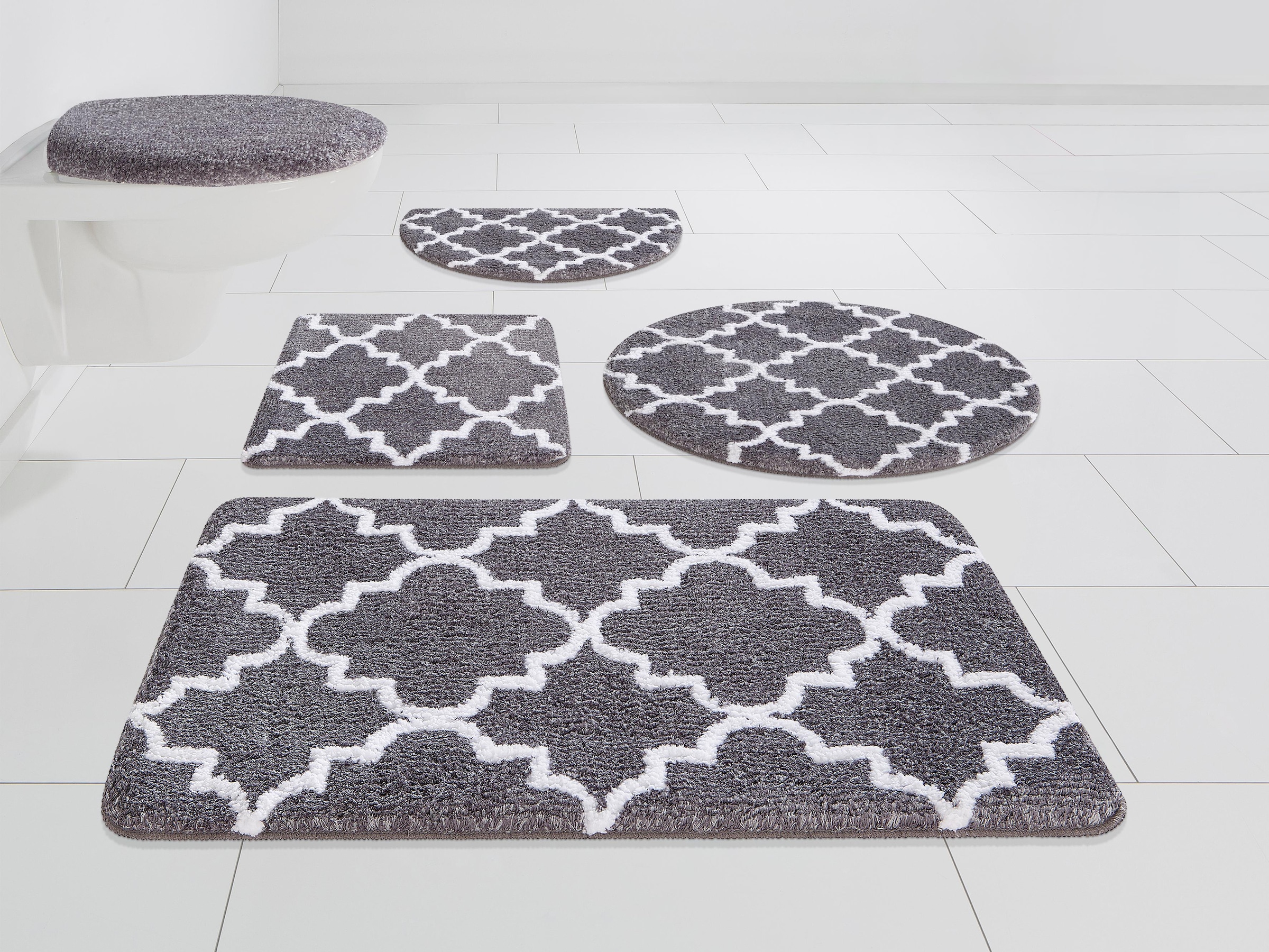 my home Badematte »Suzie«, rutschhemmend beschichtet, strapazierfähig-fußbodenheizungsgeeignet-schnell trocknend, Muster, Badteppich, Badematten auch als 3 teiliges Set & rund