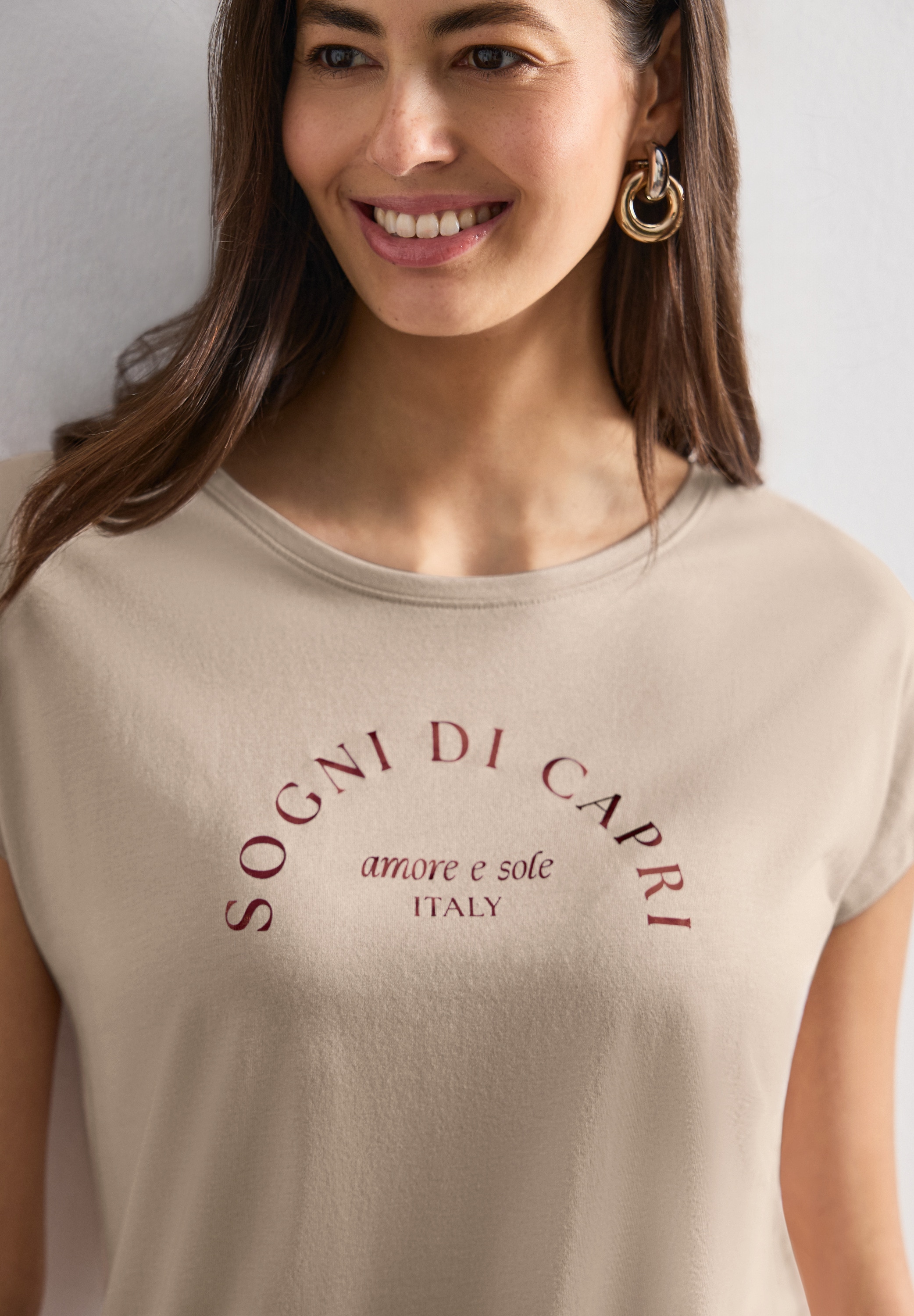 STREET ONE Shirttop Sommershirt mit Wording Artwork