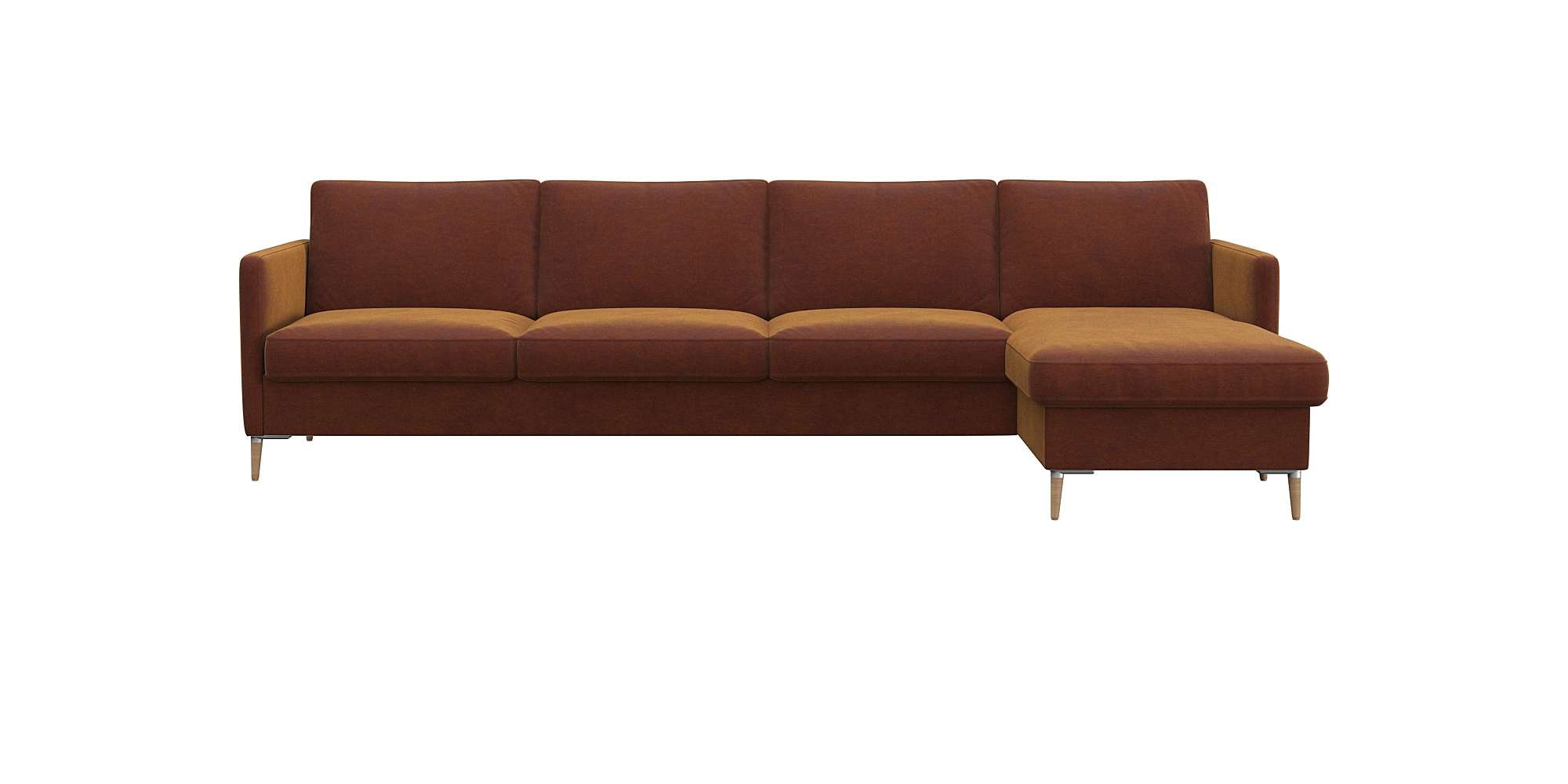 FLEXLUX Ecksofa »Fiore, L-Form, bequem und komfortabel durch hochwertigem Sitzaufbau« schmale Armlehnen, Kaltschaum, Füße Alu+ Eiche