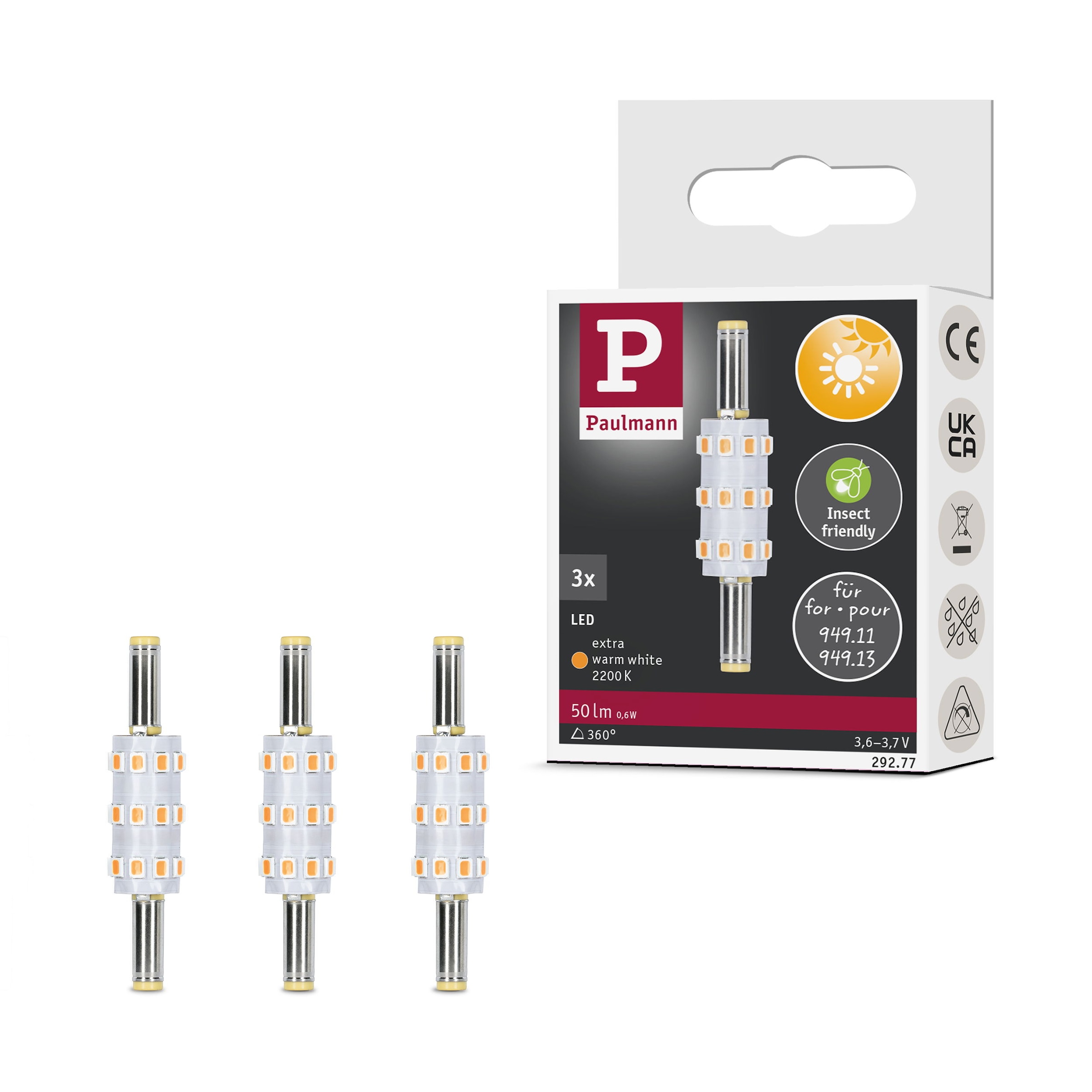 Paulmann LED-Leuchtmittel »3er Pack 50lm 2200K 3,6V« Niedervolt-Steckverbinder 5,5 mm/2,5 mm 3 Stk.