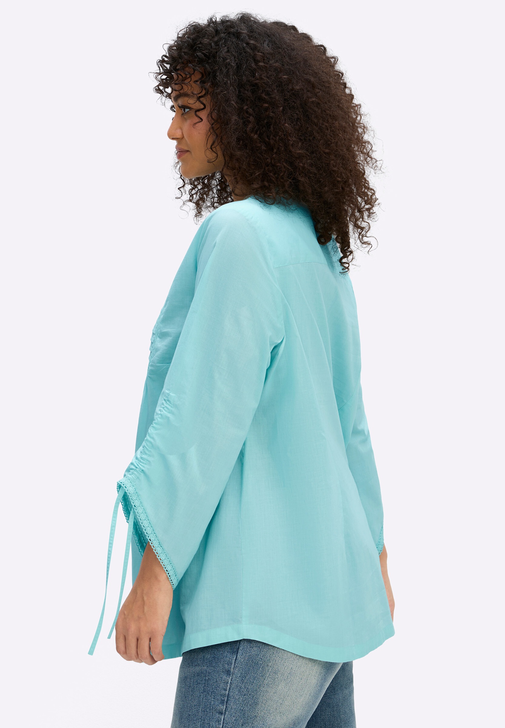 sheego by Joe Browns Klassische Bluse »3/4-Arm-Bluse Baumwollbluse mit Spitze und Biesen«