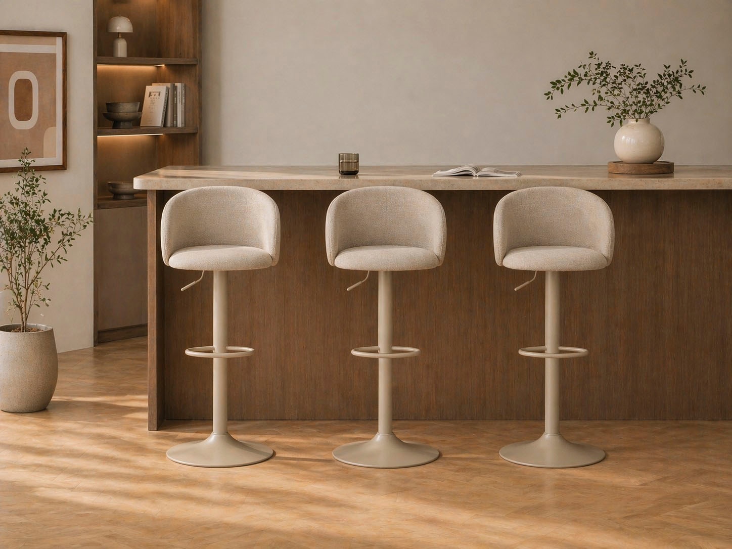 ACTONA GROUP Barhocker »Hocker« 1 Stk. tlg. beiger Stoff, mit Gaslift, Fußstütze und Drehfunktion, FSC™