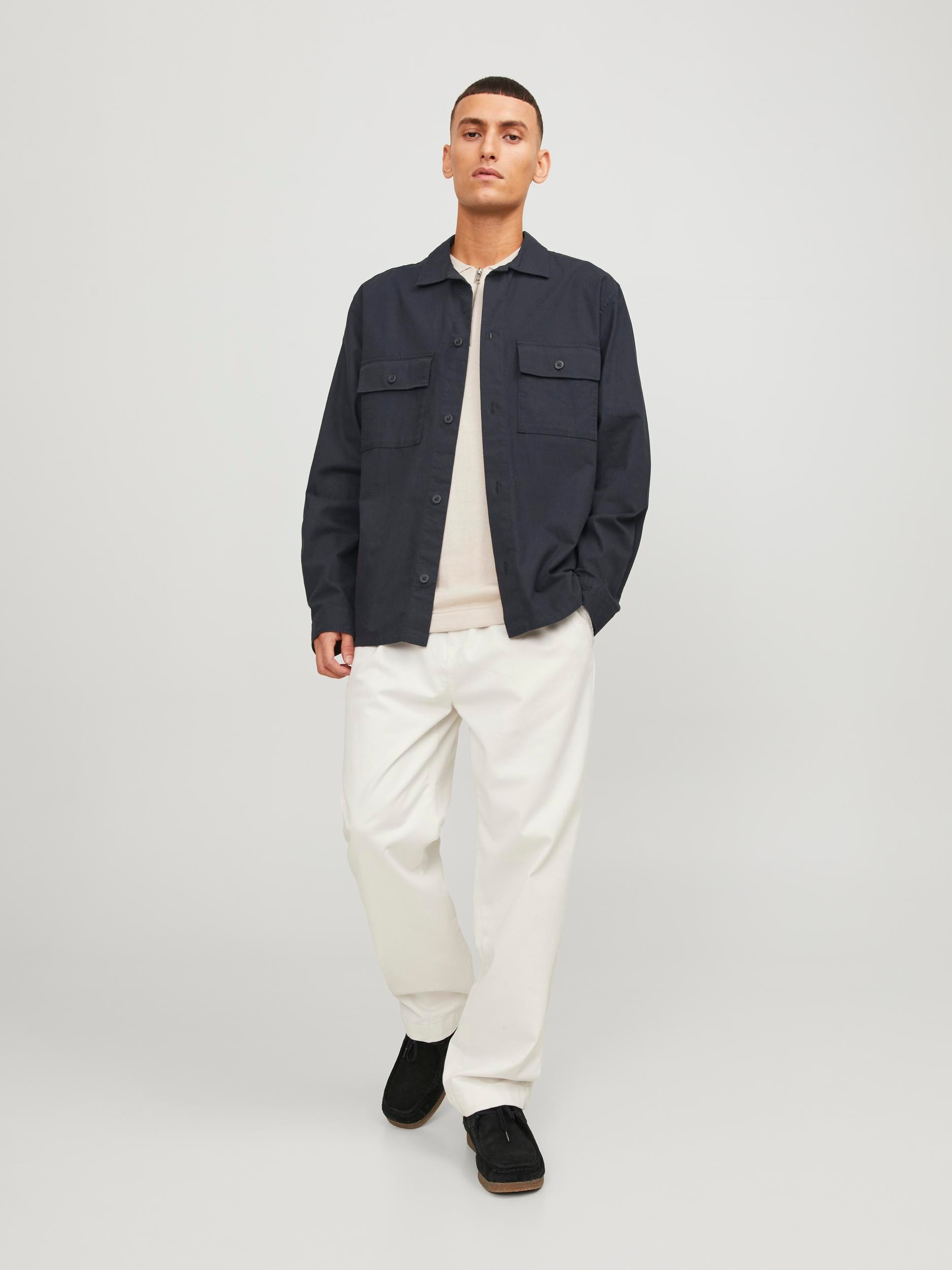 Jack & Jones Langarmhemd »JJEVENICE LINEN BLEND OVERSHIRT LS SN«