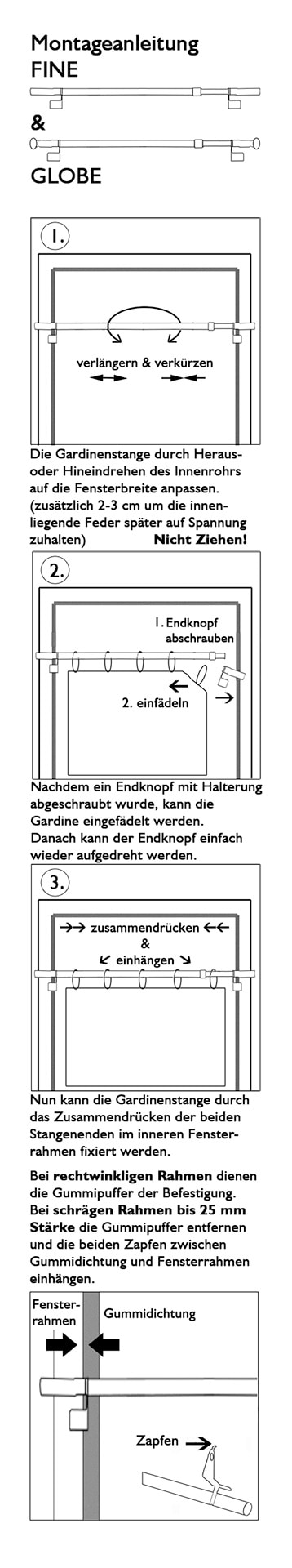 indeko Scheibenstange »Fine« Ø 10 mm 1 läufig-läufig ausziehbar stufenlos verstellbare Klemmstange