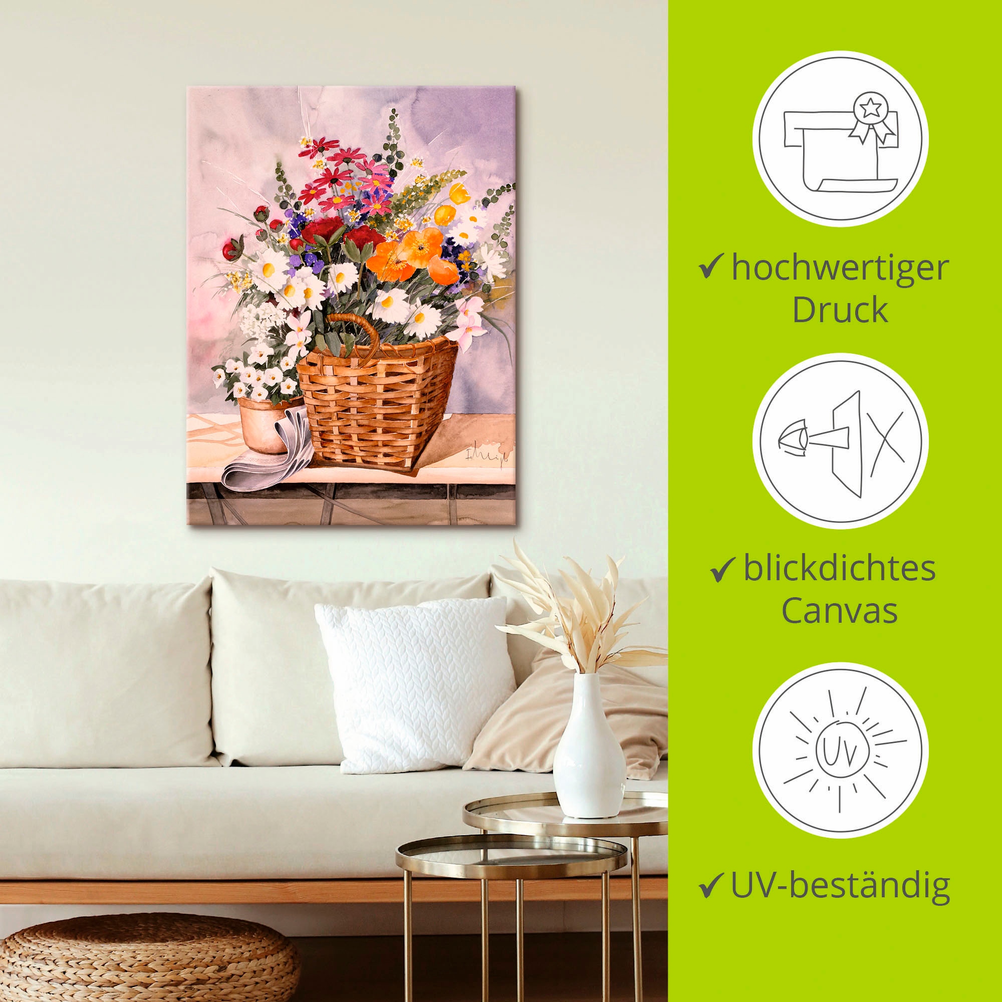 Artland Leinwandbild »Stillleben mit Kürbissen« Blumen 1 Stk. tlg. auf Holzrahmen gespannt