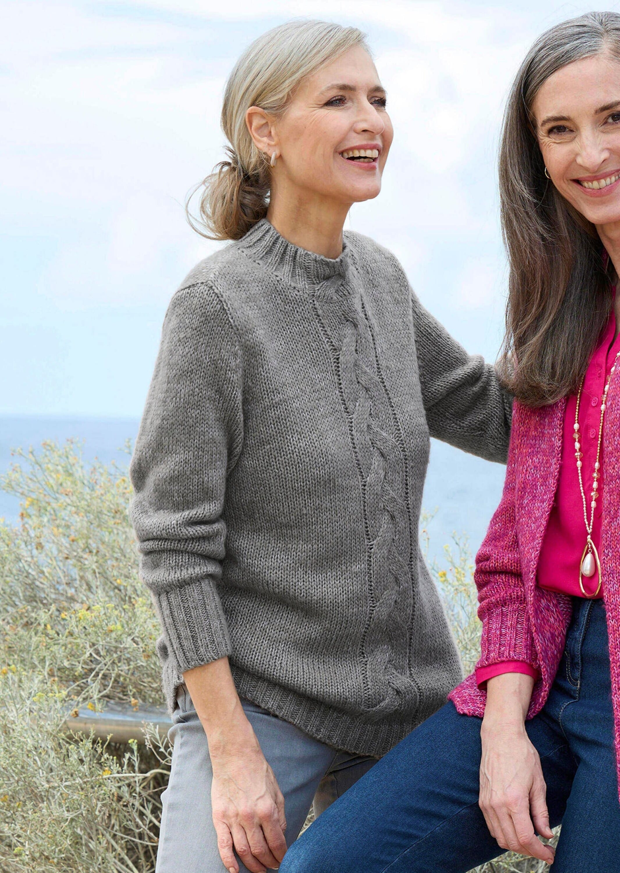 GOLDNER Rundhalspullover »Strickpullover mit Zopfstrick«