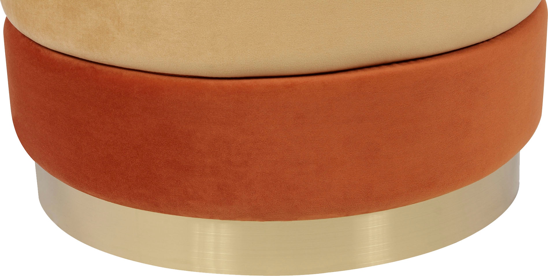 Kayoom Polsterhocker »Hocker Matilda 325, Edler Touch durch goldenen Sockel« 1 Stk. tlg. Samtbezug, farbig geschichtete Polsterung, goldener Sockel