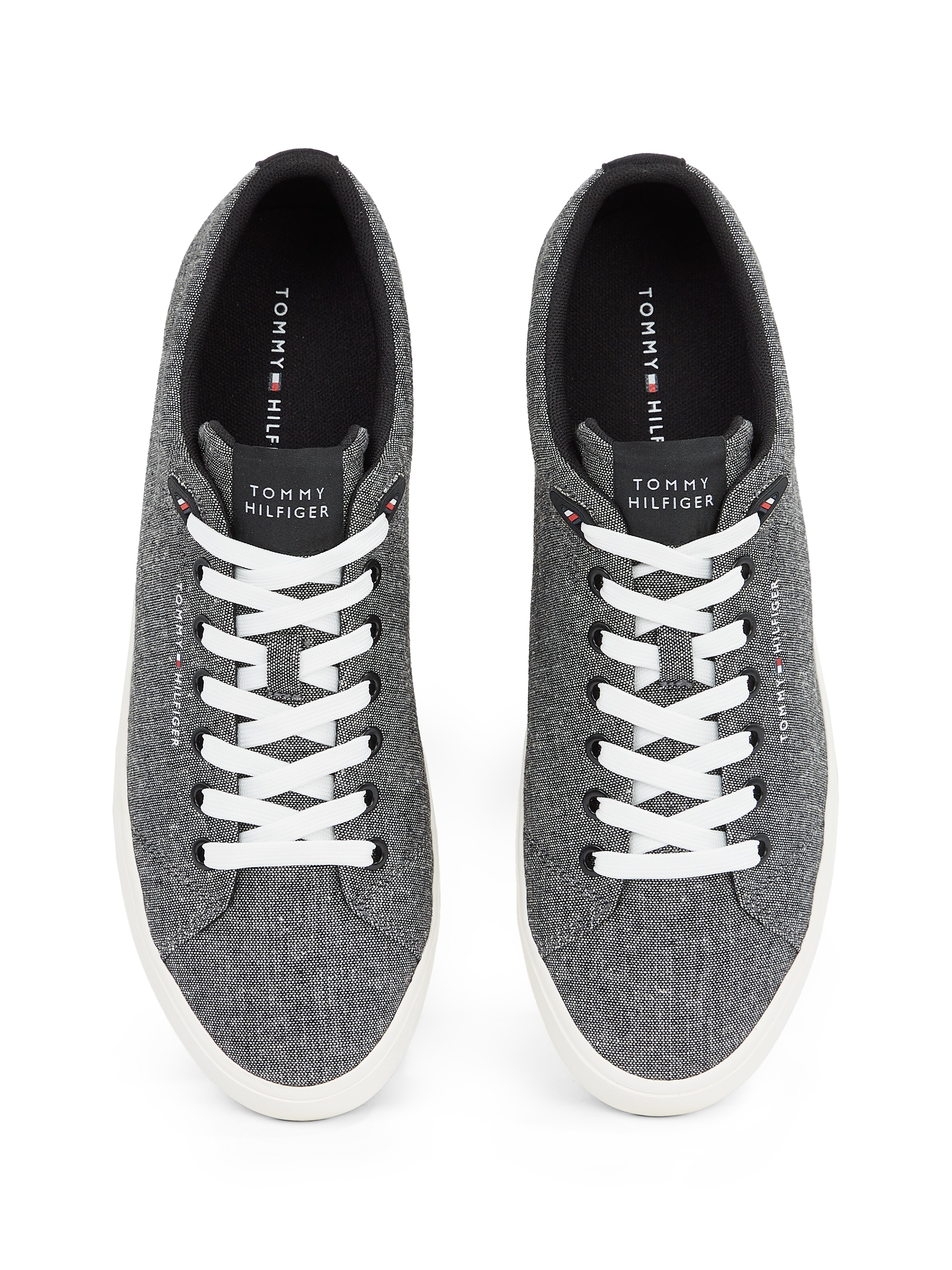 Tommy Hilfiger Sneaker »TH HI VULC LOW CORE CHAMBRAY«, Freizeitschuh, Halbschuh, Schnürer in melierter Optik