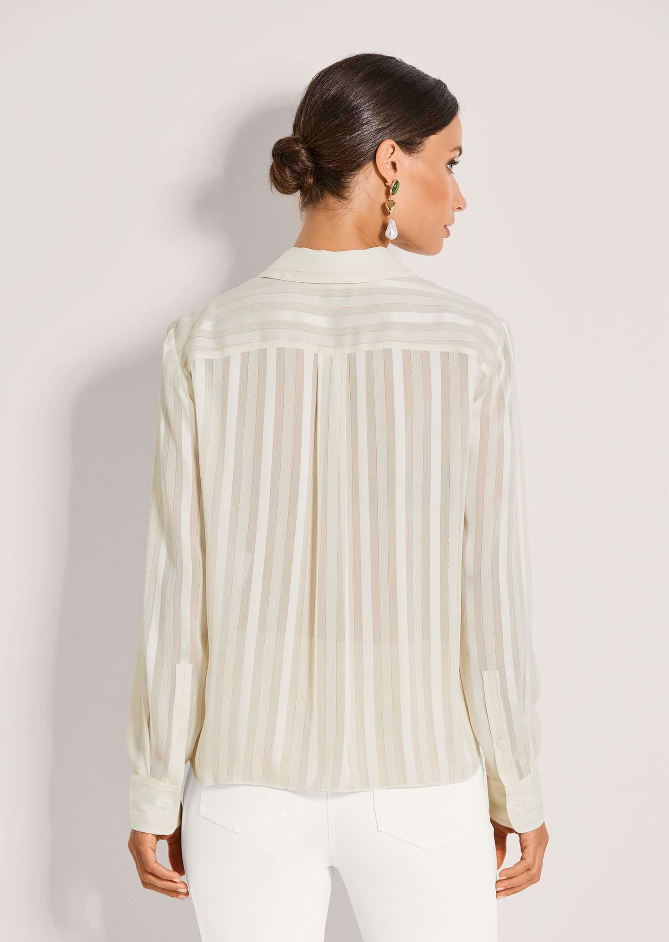 MADELEINE Langarmbluse »Hemdbluse Elegante Streifenbluse mit Glanzeffekt« Feine Transparenz