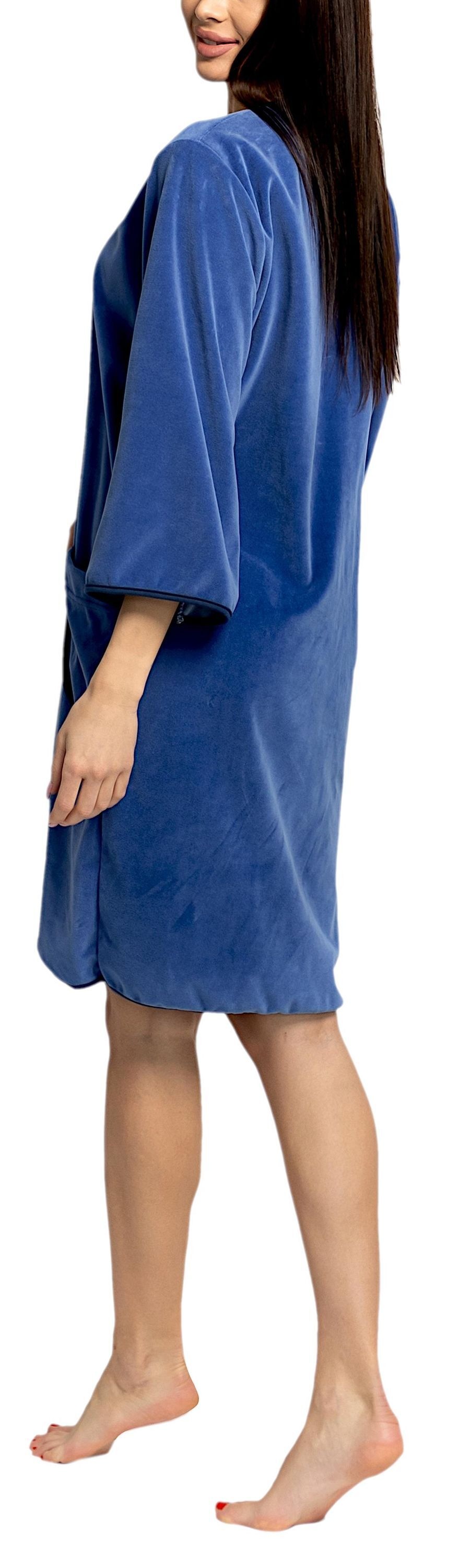 AQUARTI Damenbademantel »Bademantel Aquarti Damen Velours Bademantel Morgenmantel Kurz mit Reißverschlus«